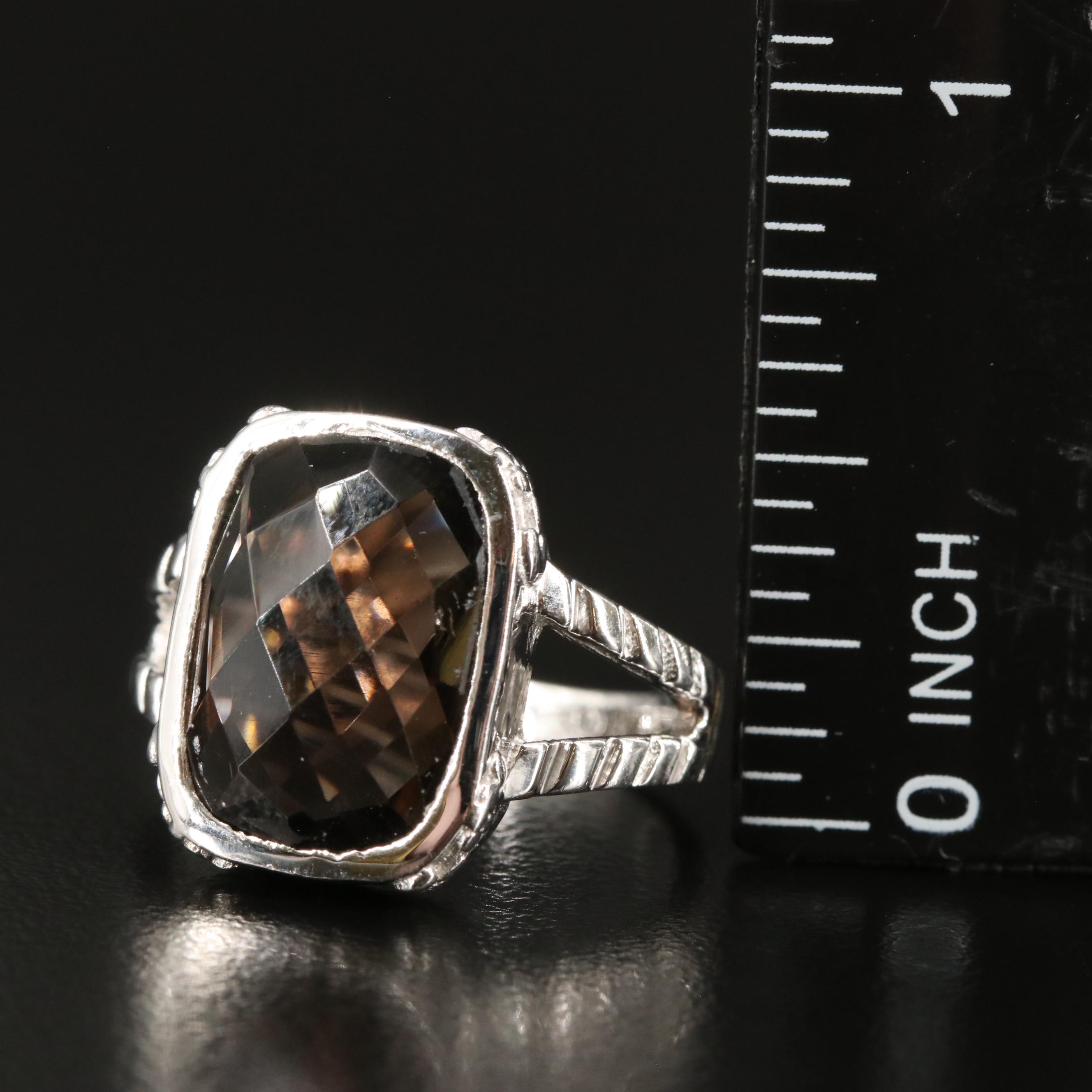 Sterling Smoky Quartz Tapered Ring