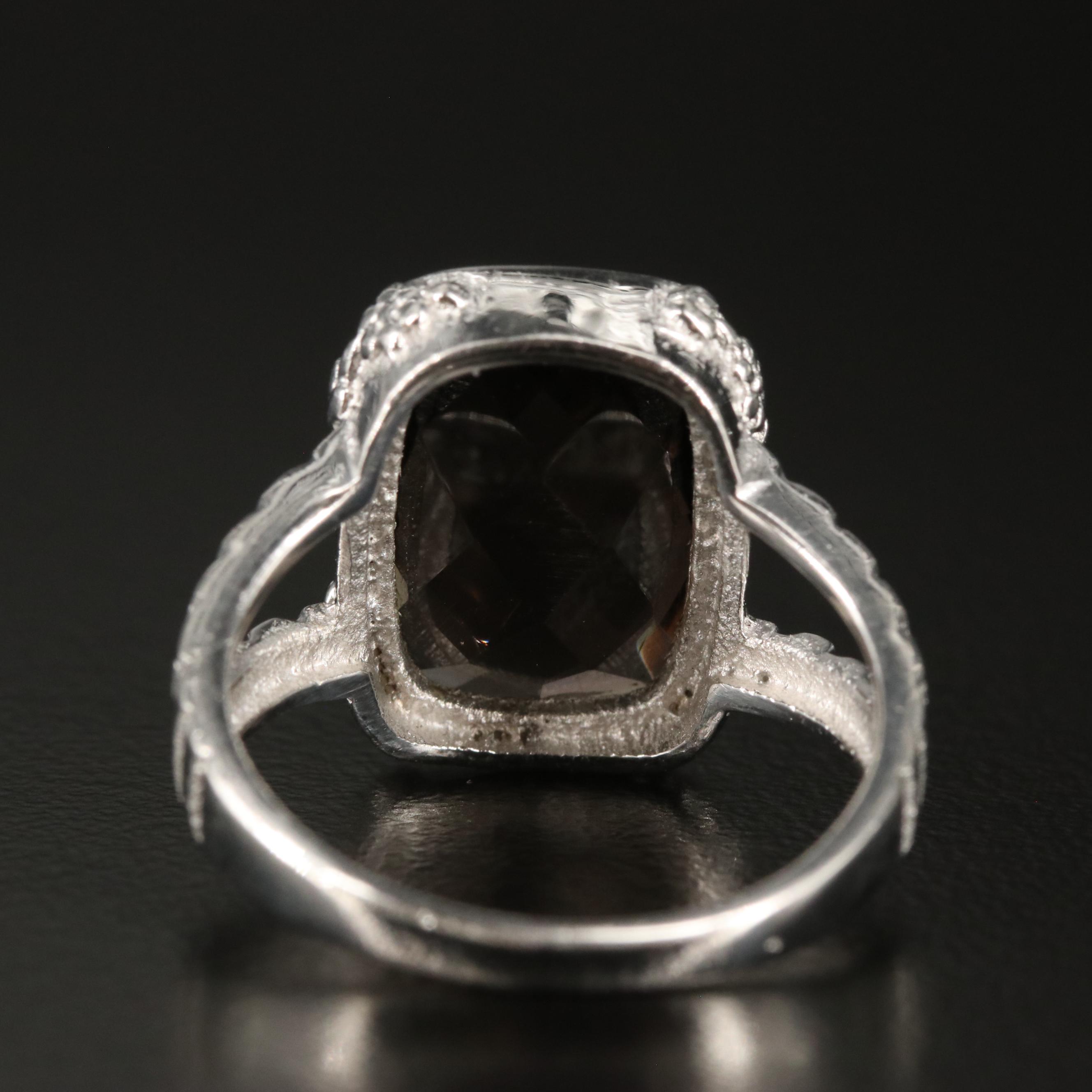 Sterling Smoky Quartz Tapered Ring