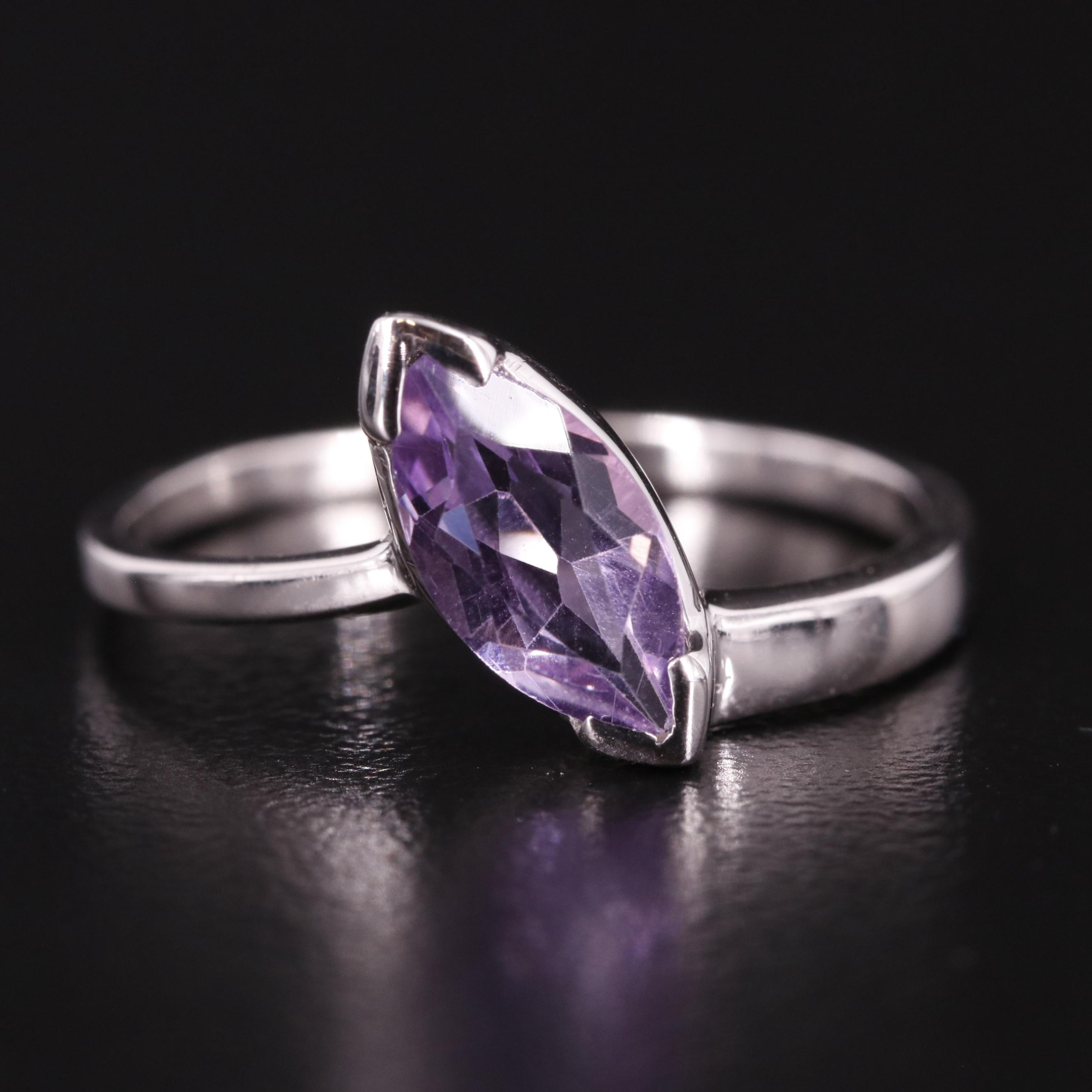 Sterling Amethyst Solitaire Ring
