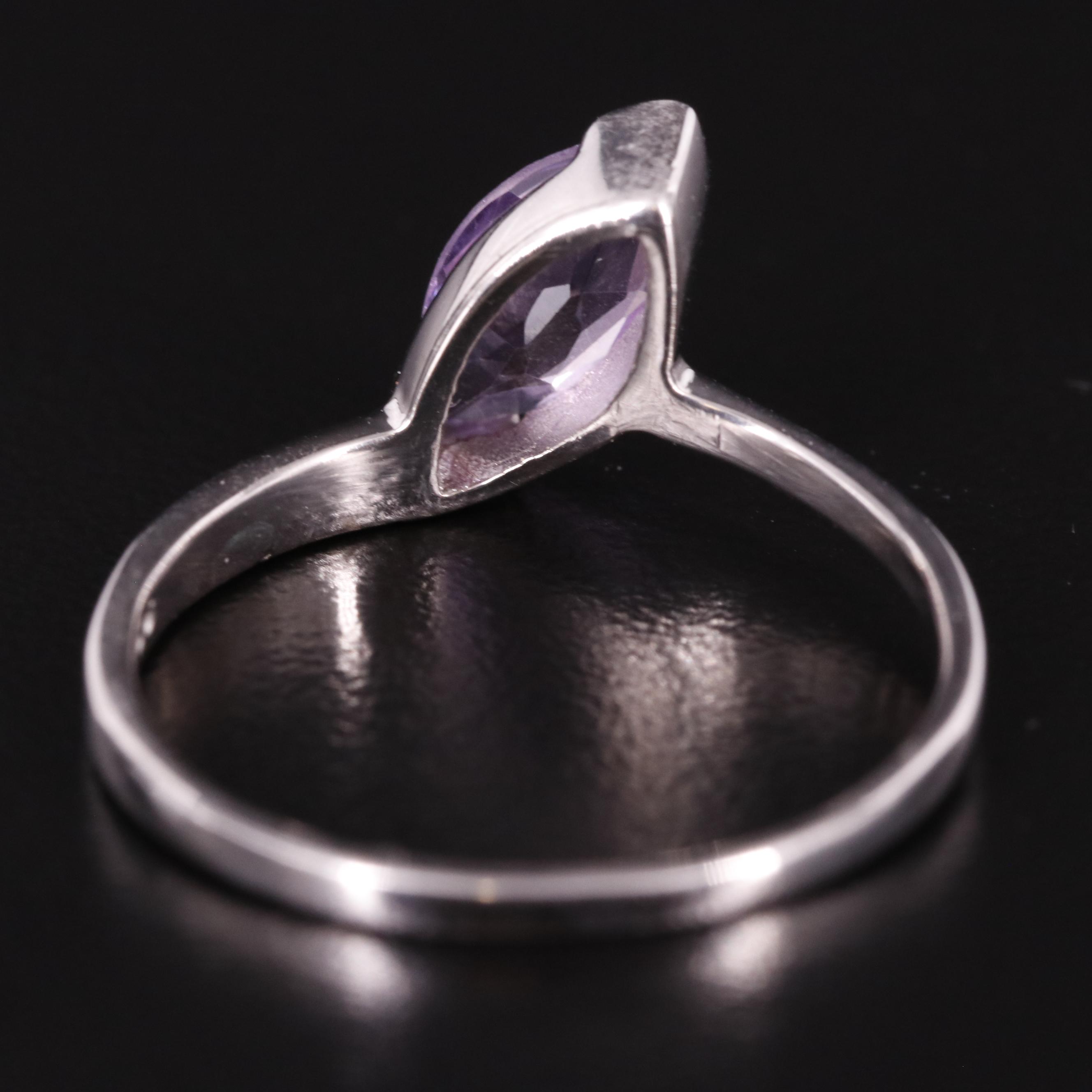 Sterling Amethyst Solitaire Ring