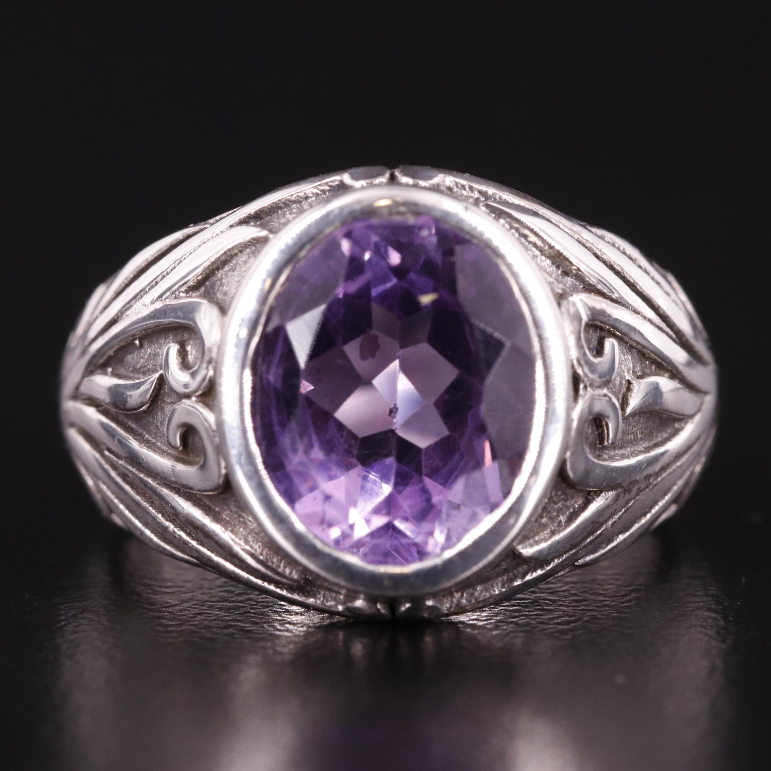 Sterling Amethyst Solitaire Ring