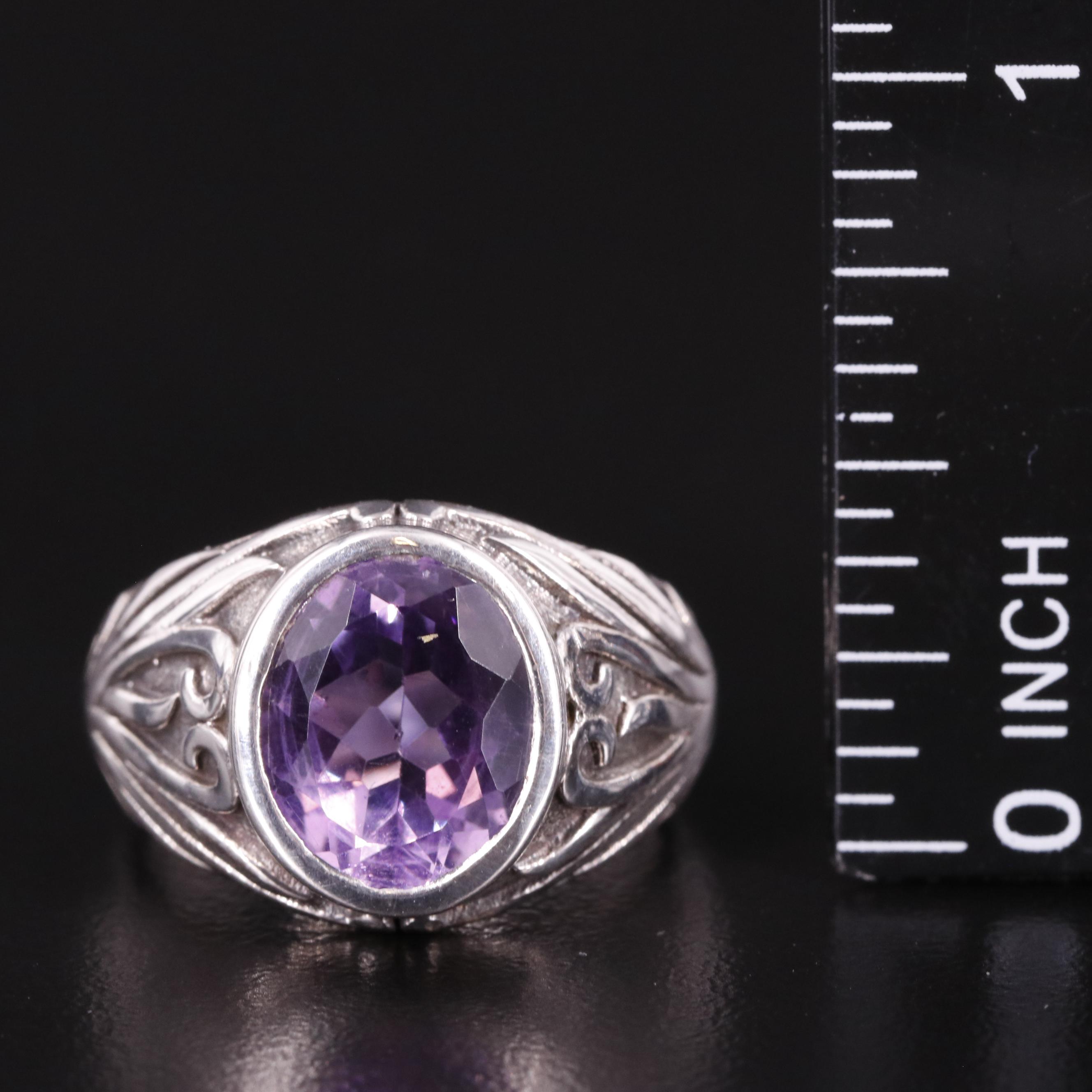 Sterling Amethyst Solitaire Ring