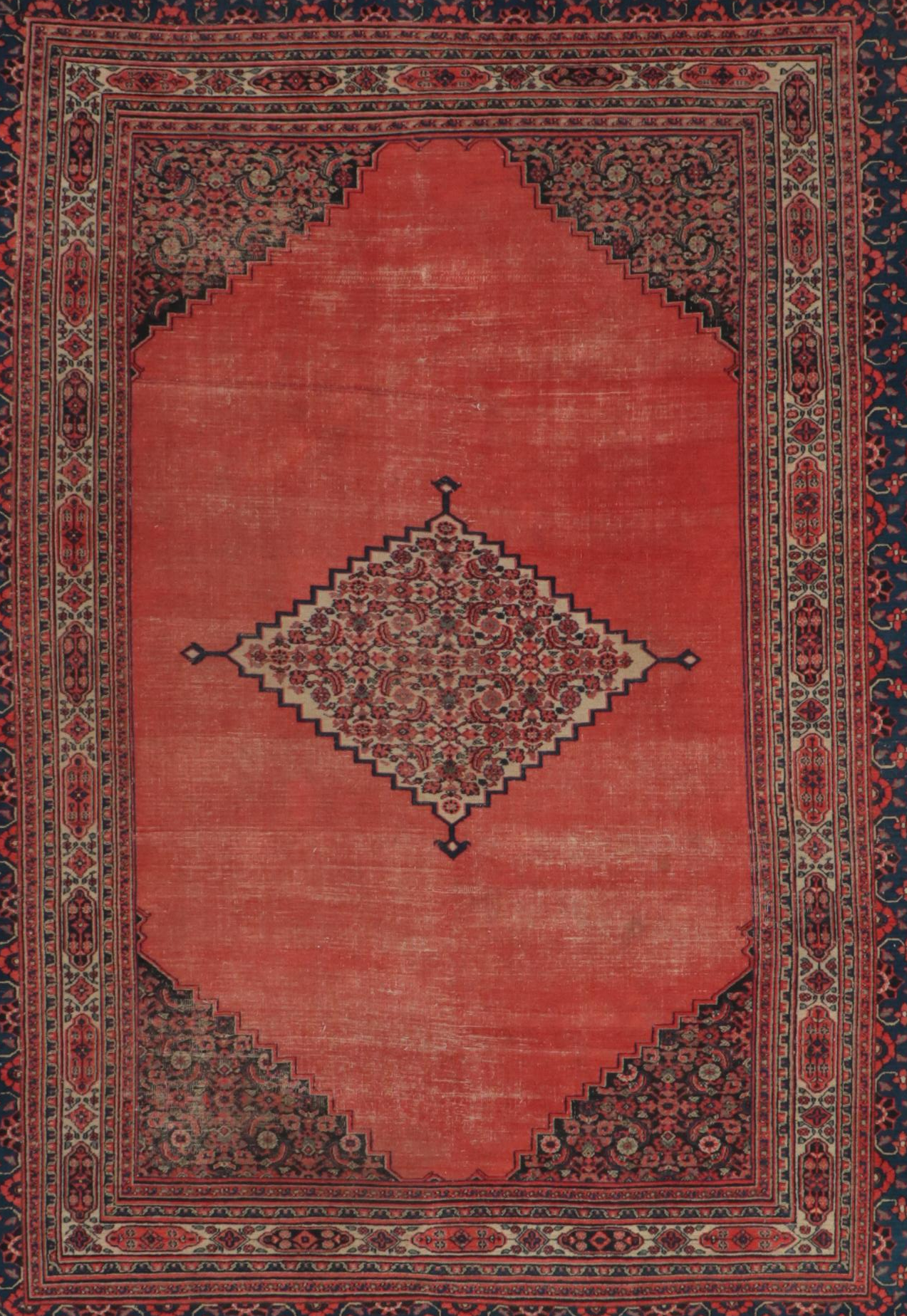 10'8 x 13'2 Hand-Knotted Persian Bijar Area Rug, Semi-Antique
