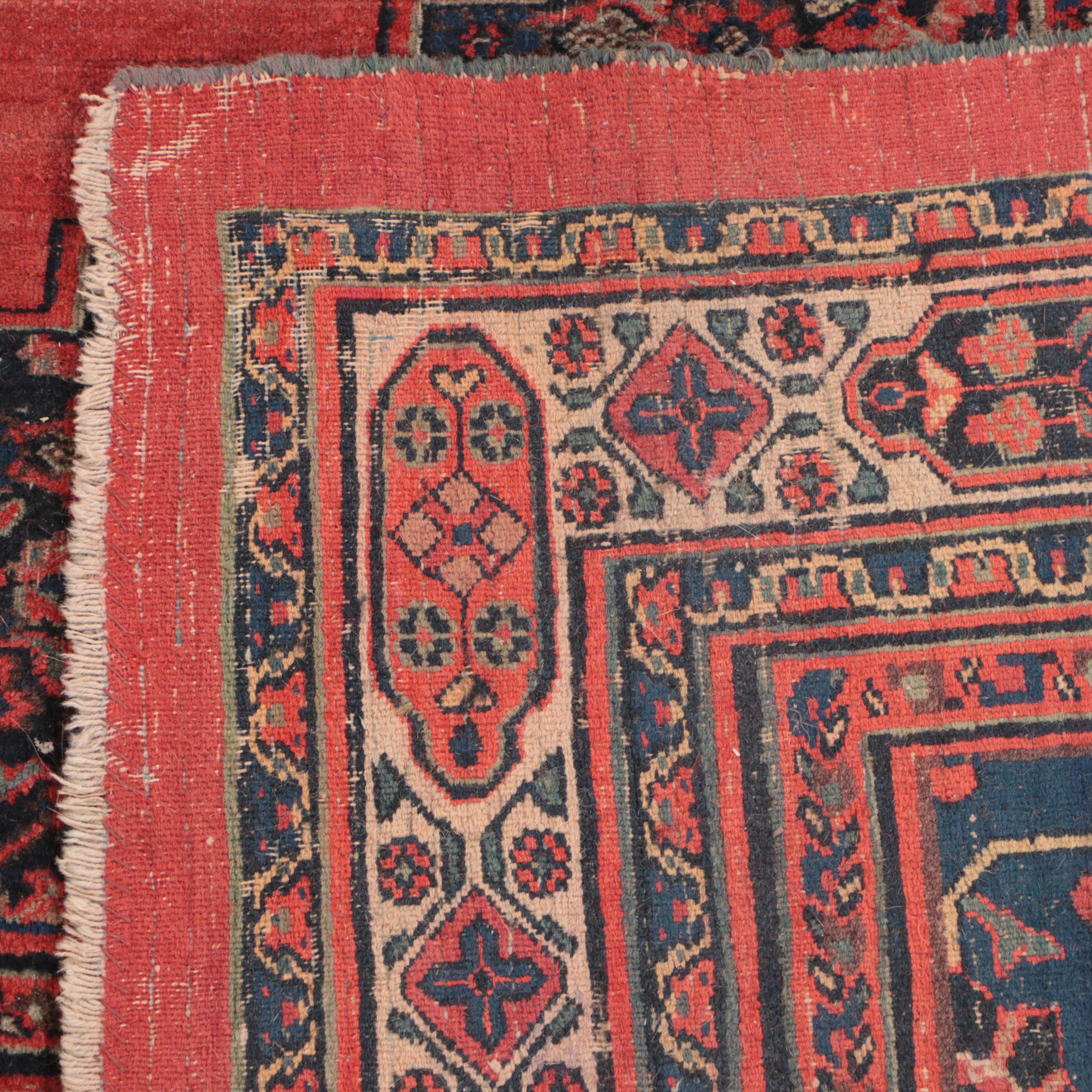 10'8 x 13'2 Hand-Knotted Persian Bijar Area Rug, Semi-Antique