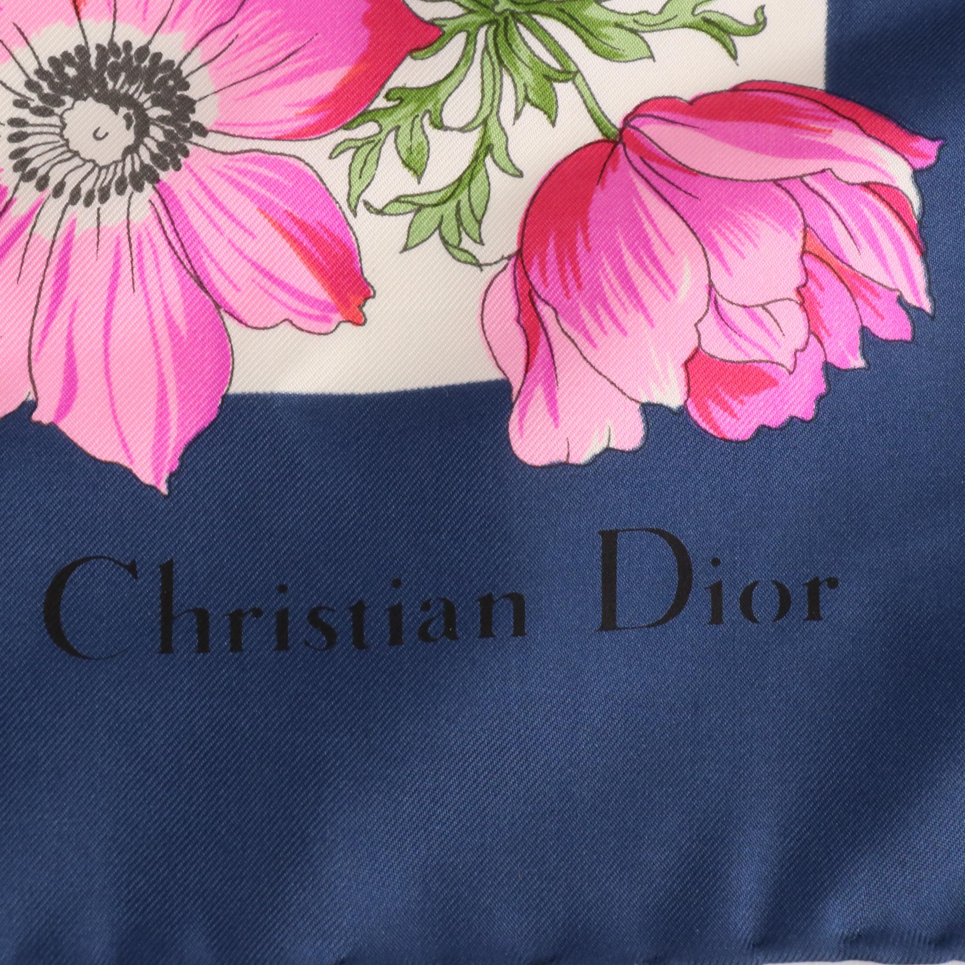 Christian Dior Floral Silk Twill Scarf