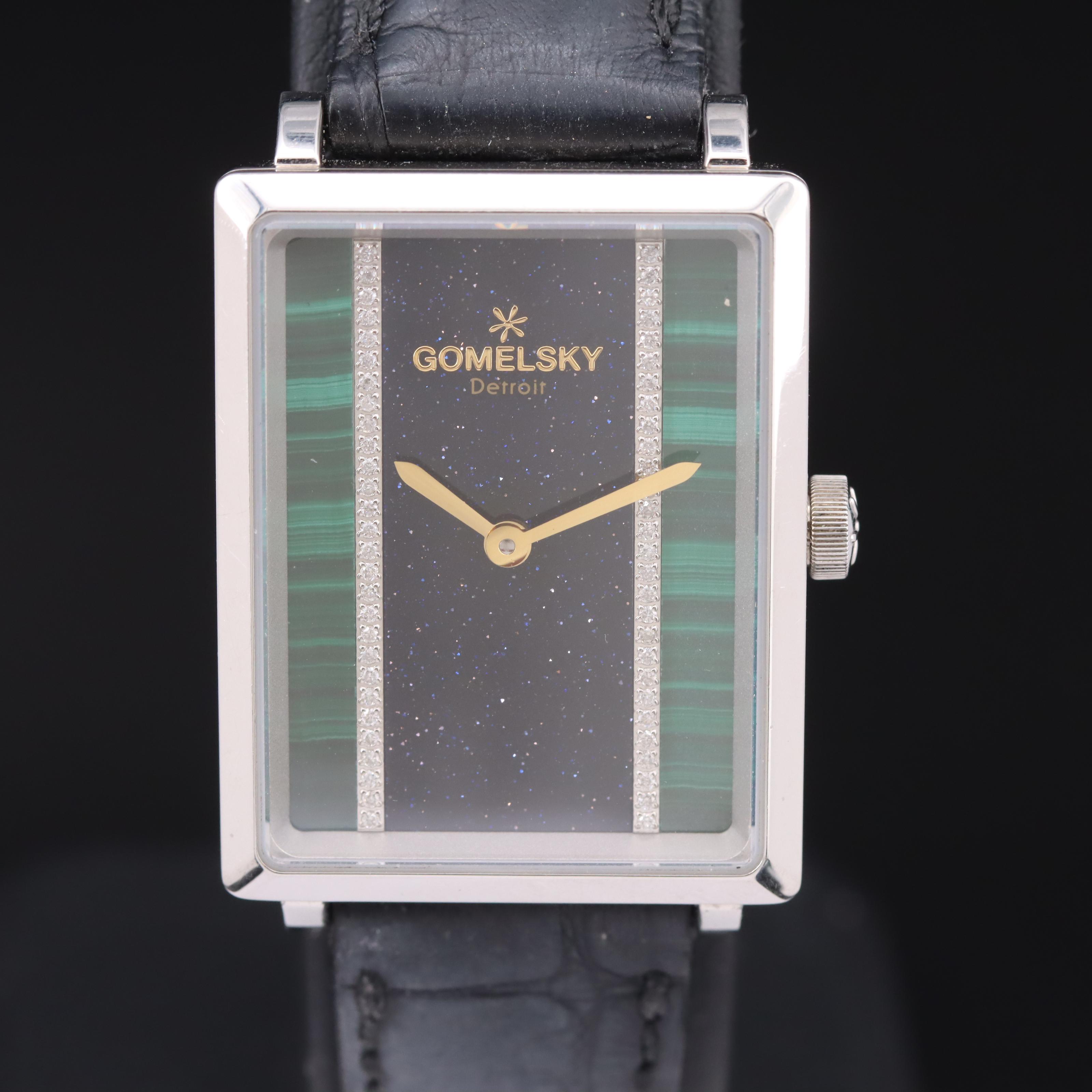 Shinola Gomelsky Malachite and Diamond Dial Watch