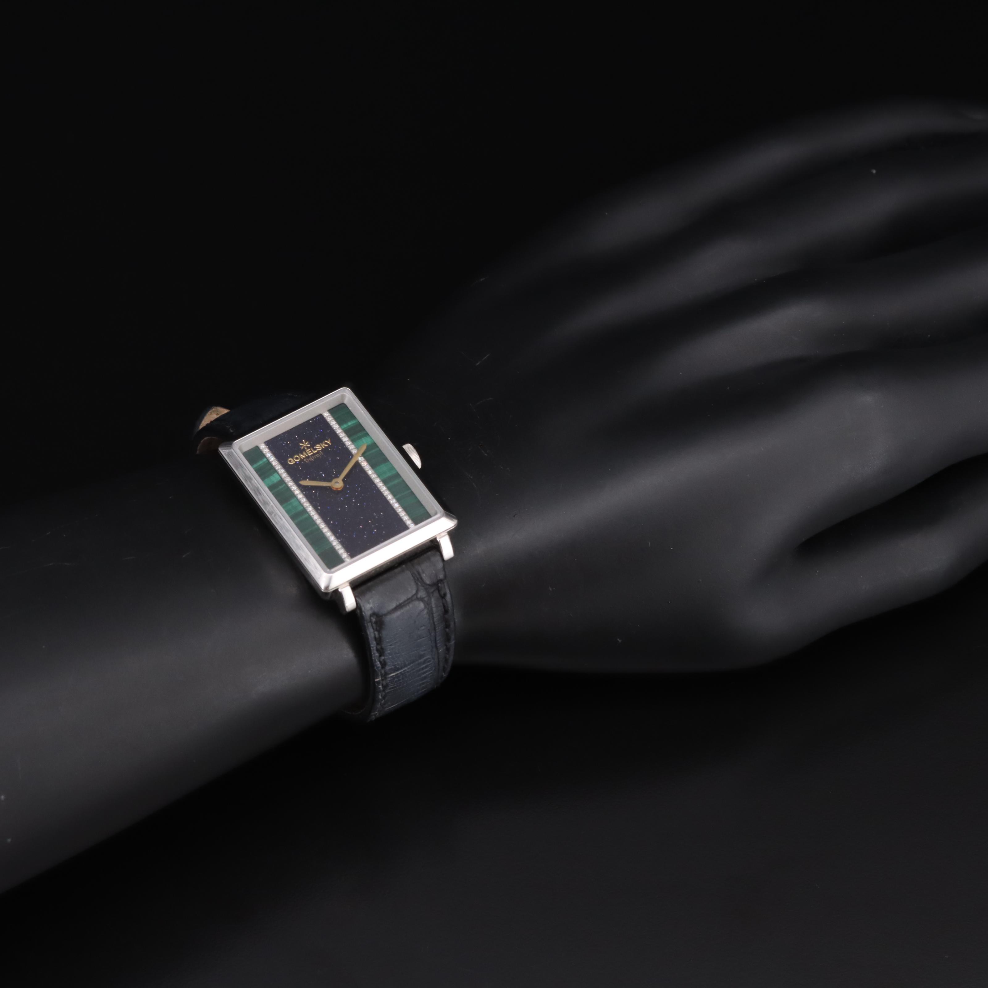 Shinola Gomelsky Malachite and Diamond Dial Watch