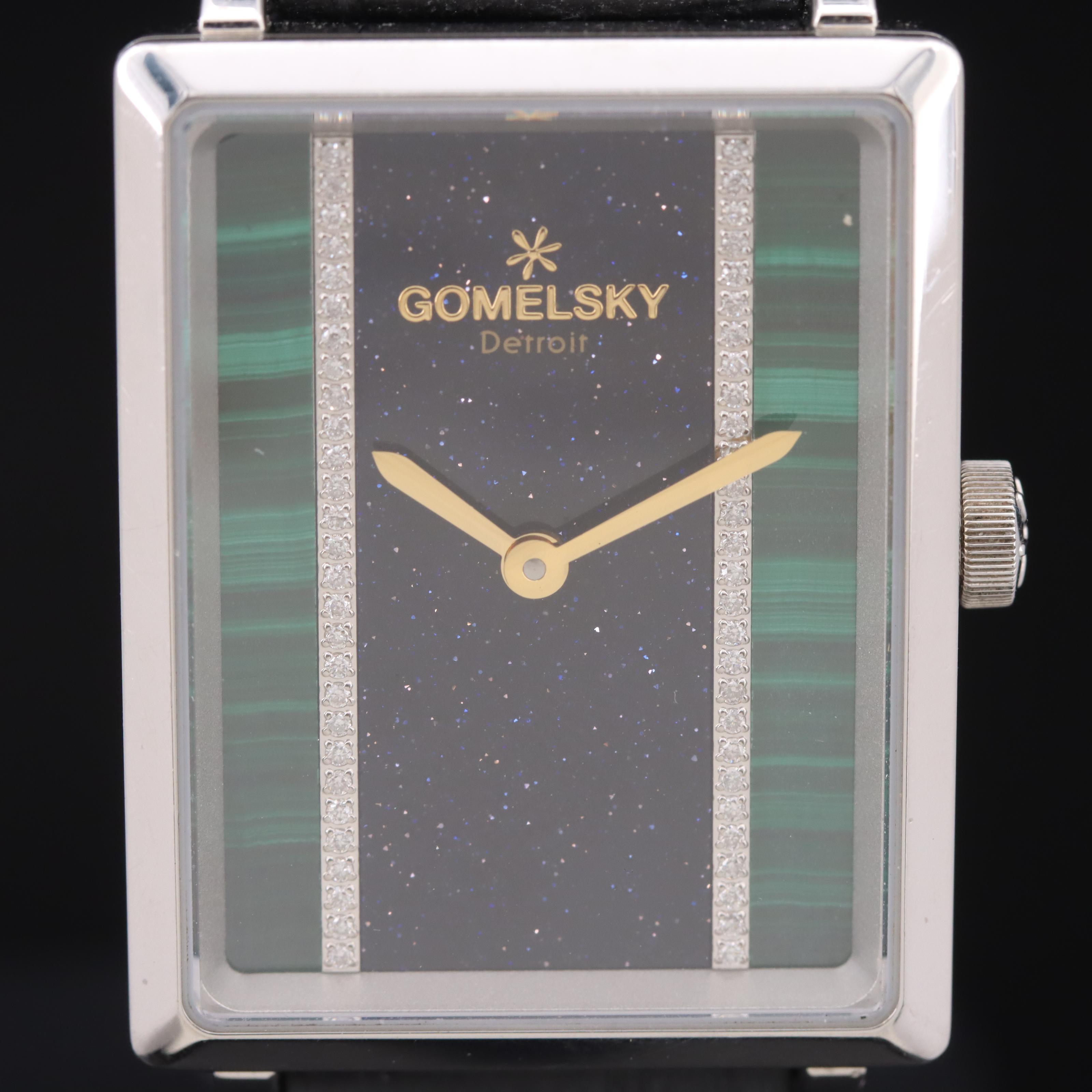 Shinola Gomelsky Malachite and Diamond Dial Watch