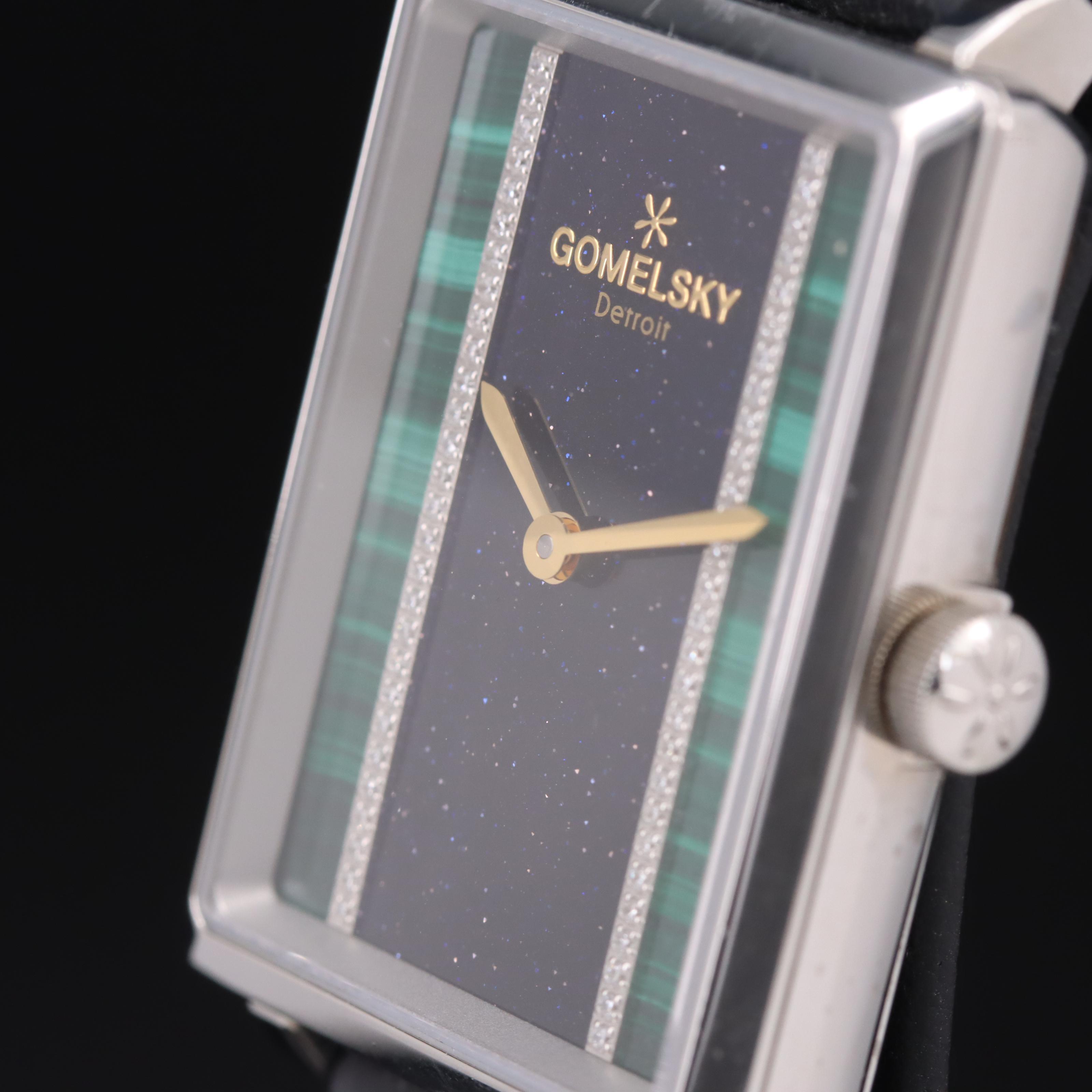 Shinola Gomelsky Malachite and Diamond Dial Watch