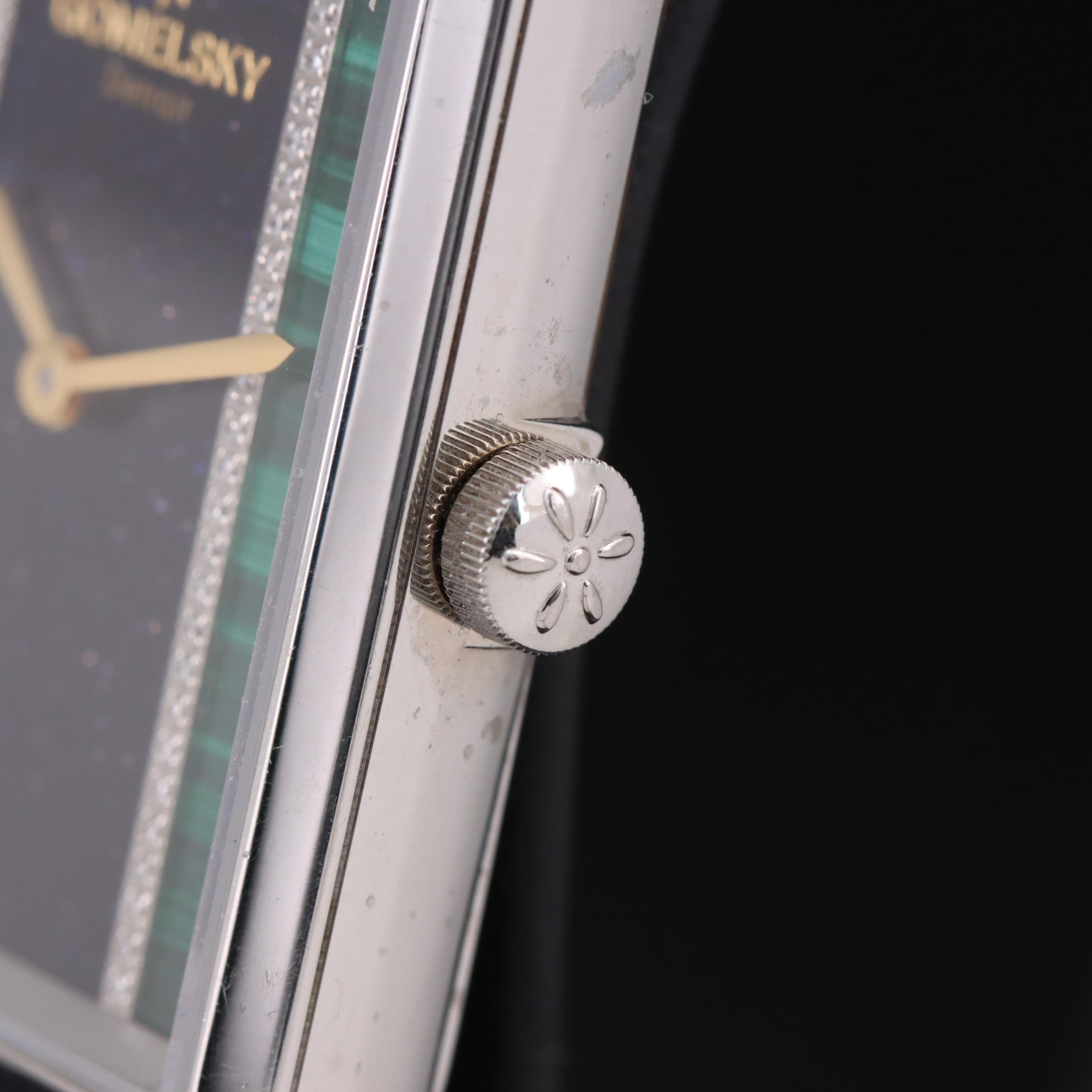 Shinola Gomelsky Malachite and Diamond Dial Watch