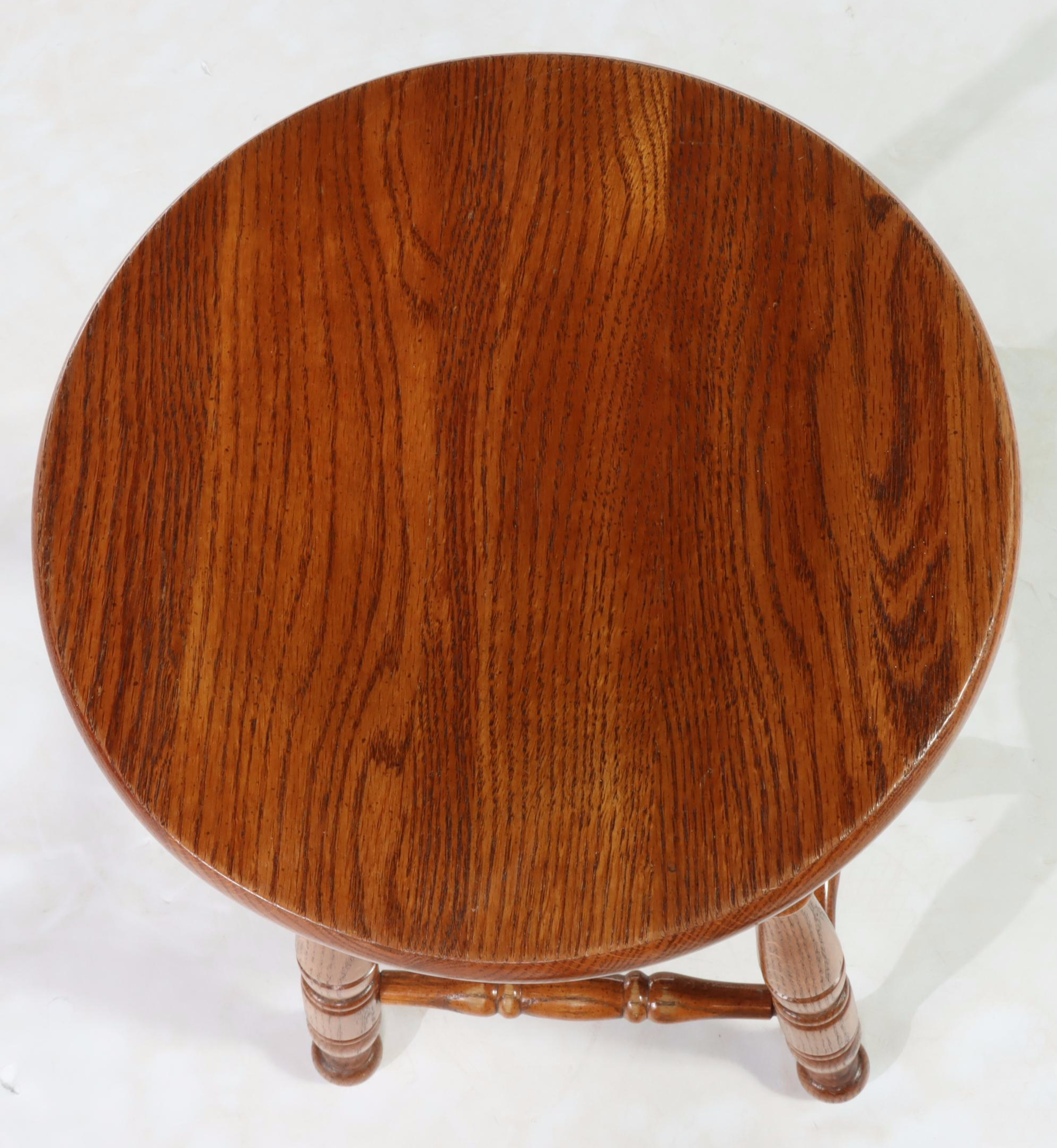 Five Tell City Chair Co. Colonial Style Oak Counter Stools, Late 20th Century