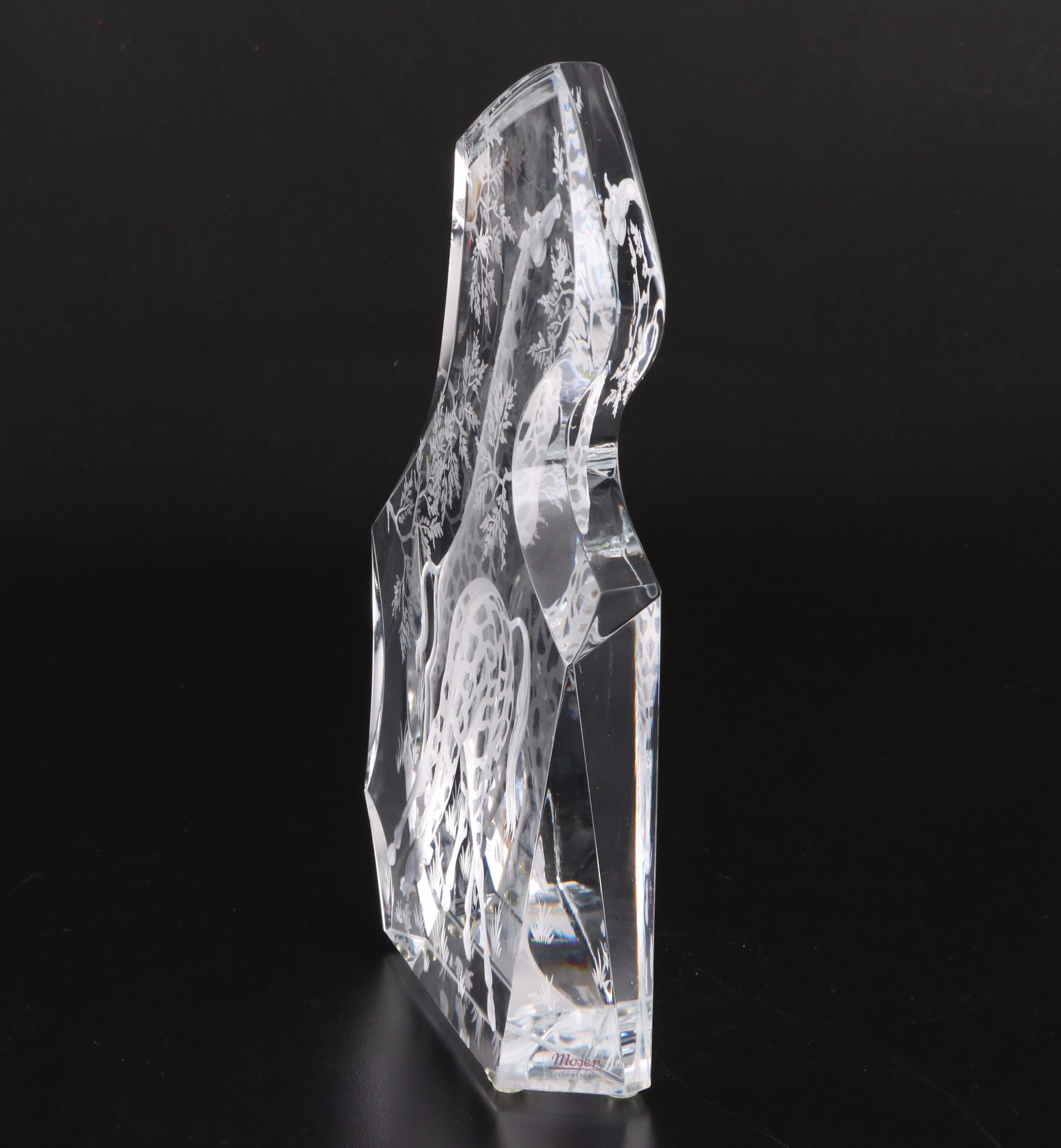 Moser Cut and Engraved Crystal Giraffe Figure, 2005