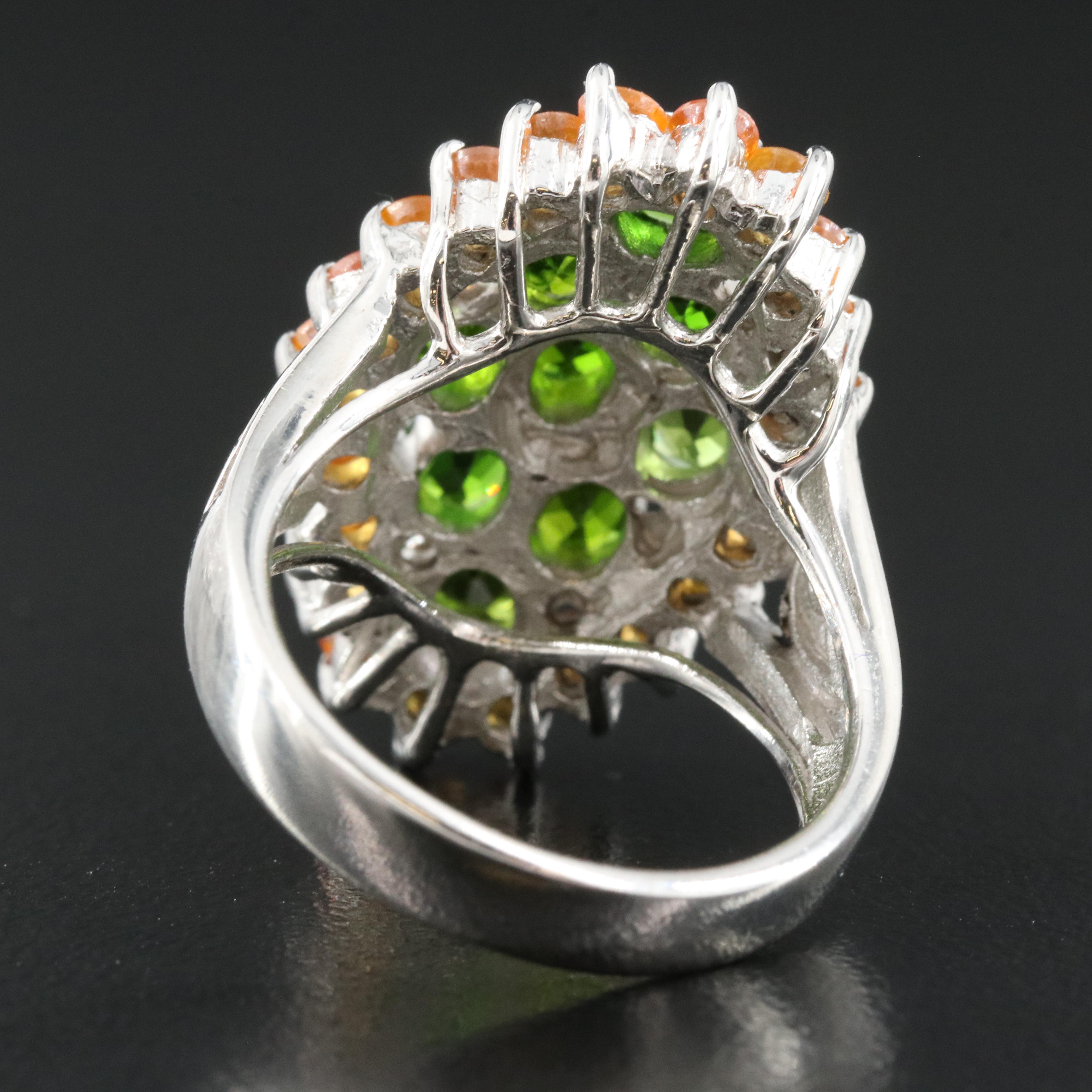 Sterling Diopside and Sapphire Ring
