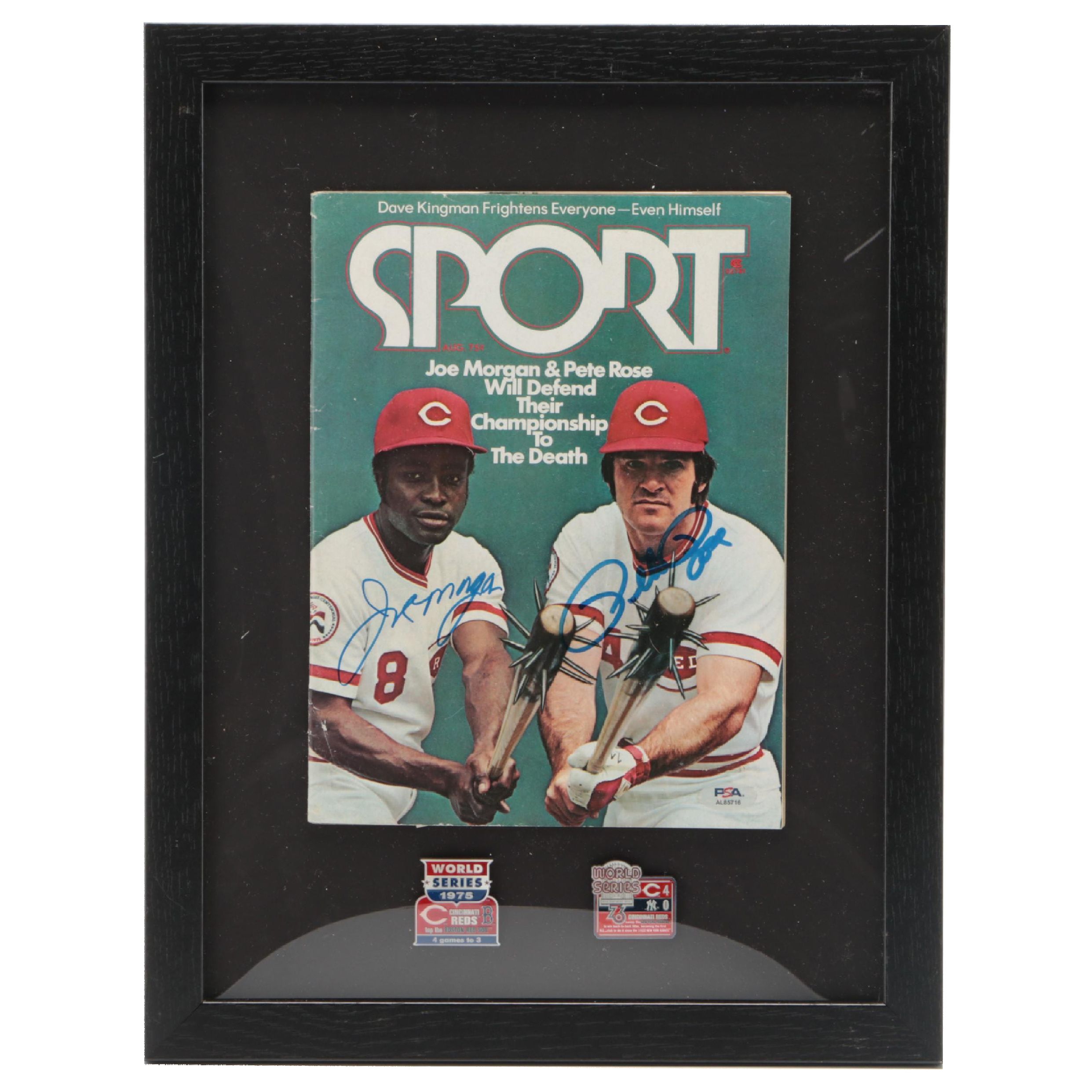 Joe Morgan and Pete Rose Signed Sport Magazine, Framed In Matted Display
