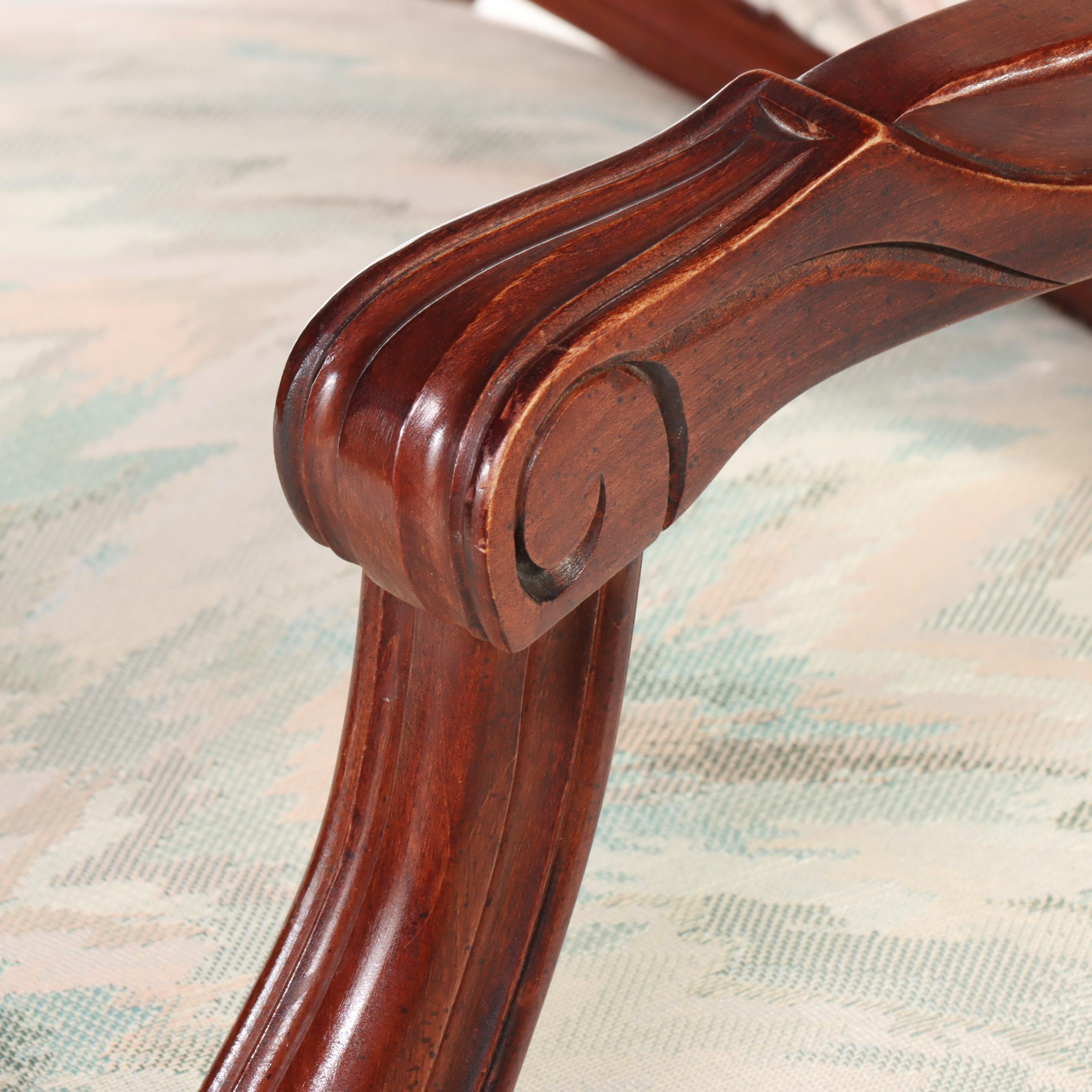 Sam Moore Furniture Louis XV Style Maple and Custom-Upholstered Fauteuil