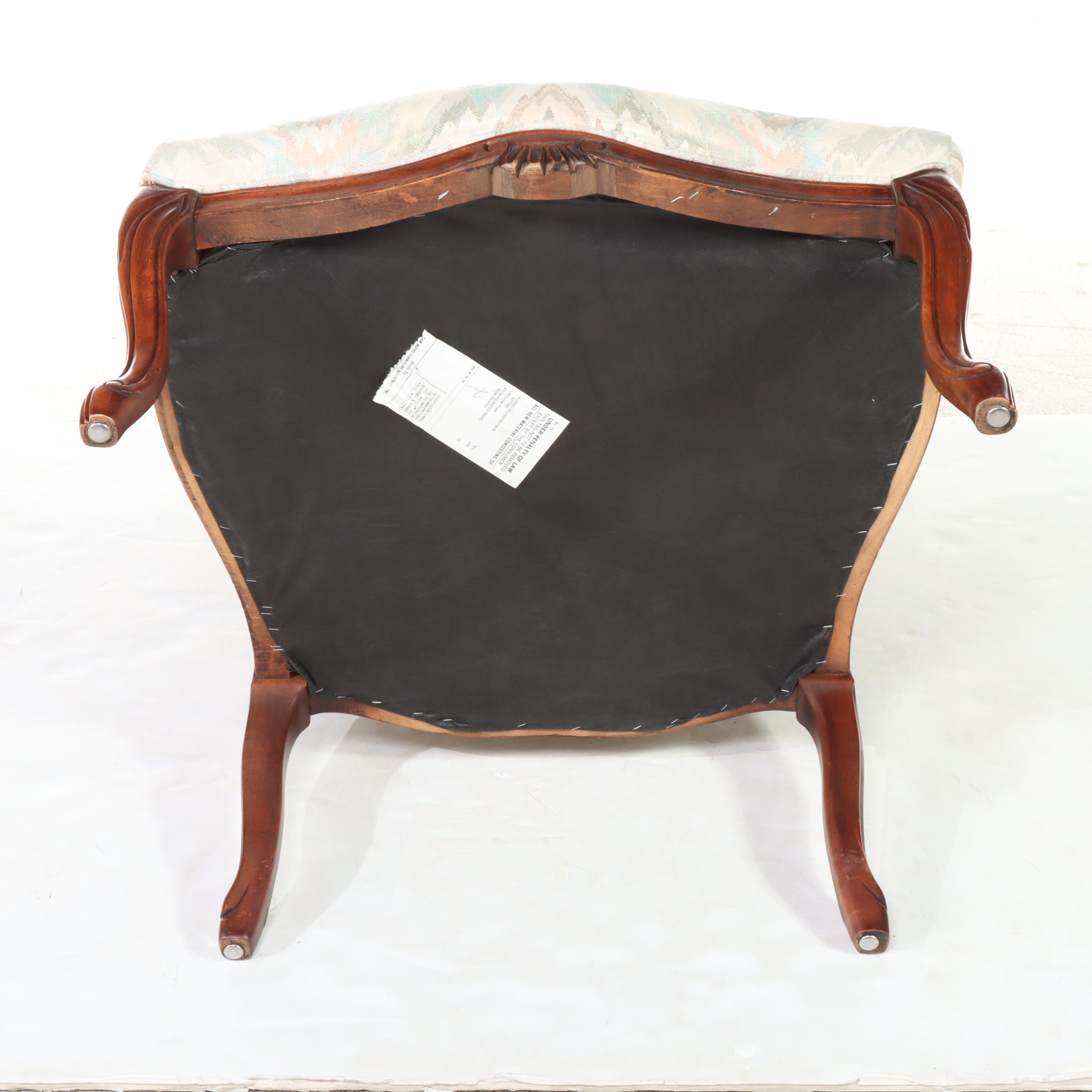 Sam Moore Furniture Louis XV Style Maple and Custom-Upholstered Fauteuil