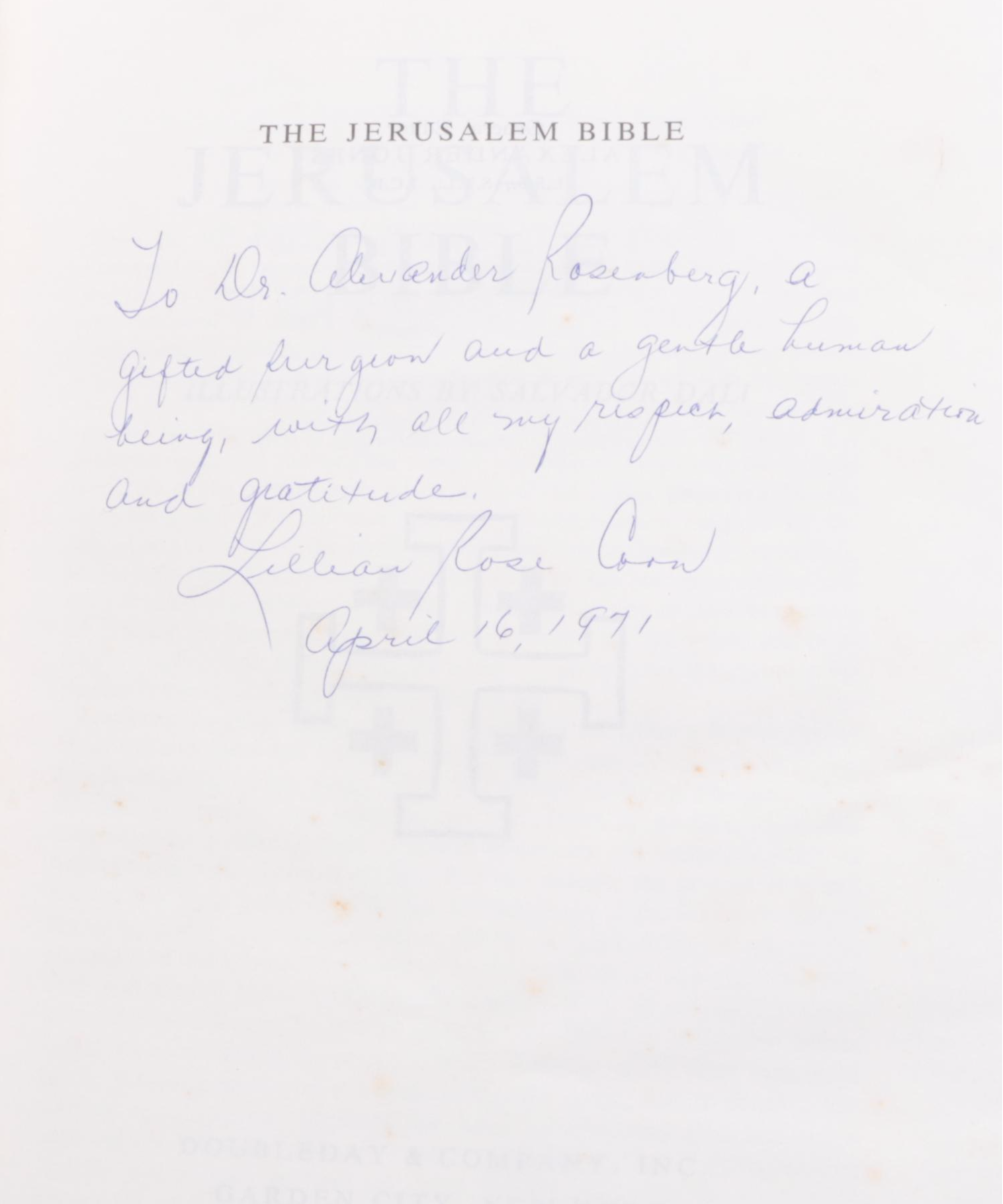 Salvador Dalí Illustrated Jerusalem Bible Edited by Alexander Jones, 1970