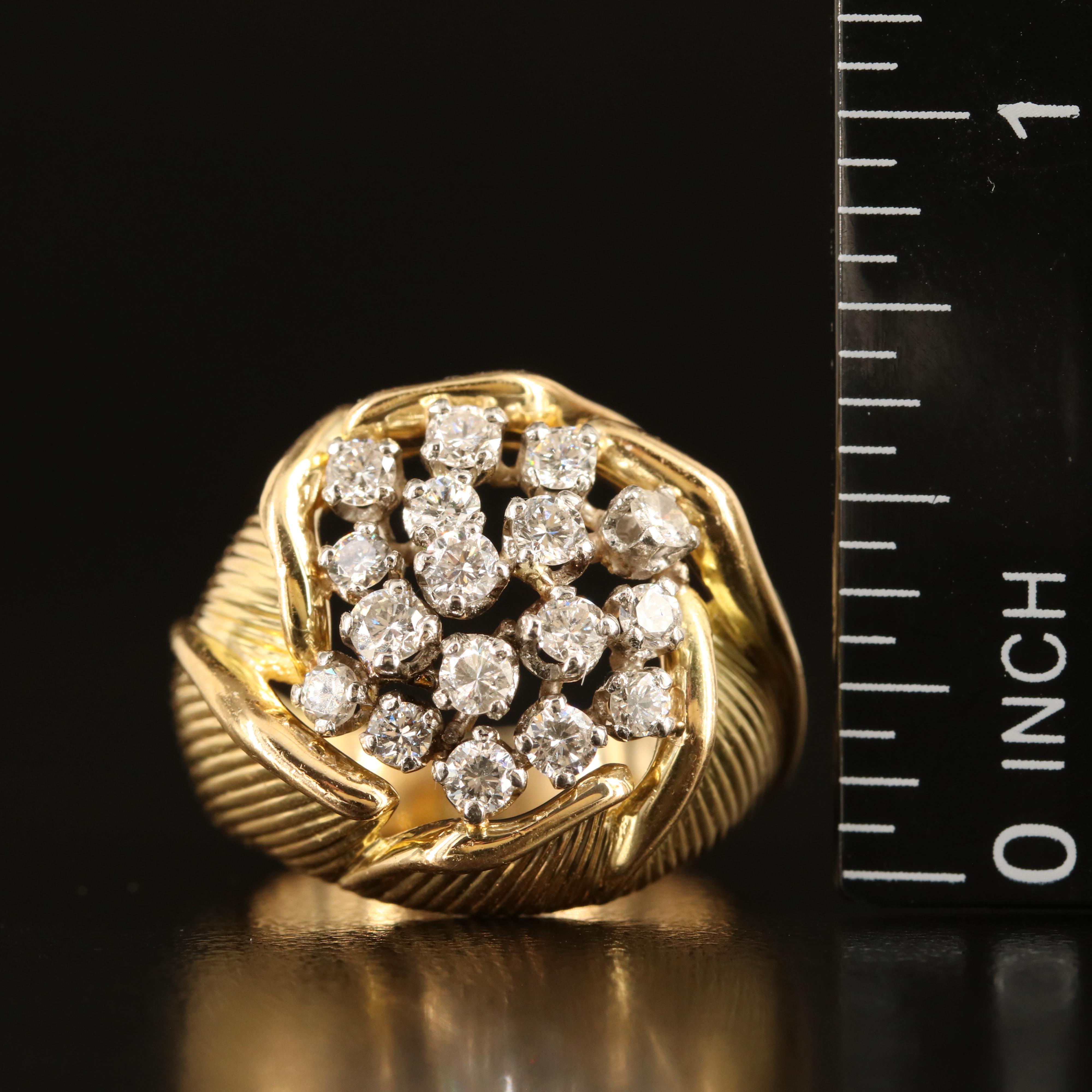 18K 0.98 CTW Diamond Flower Ring