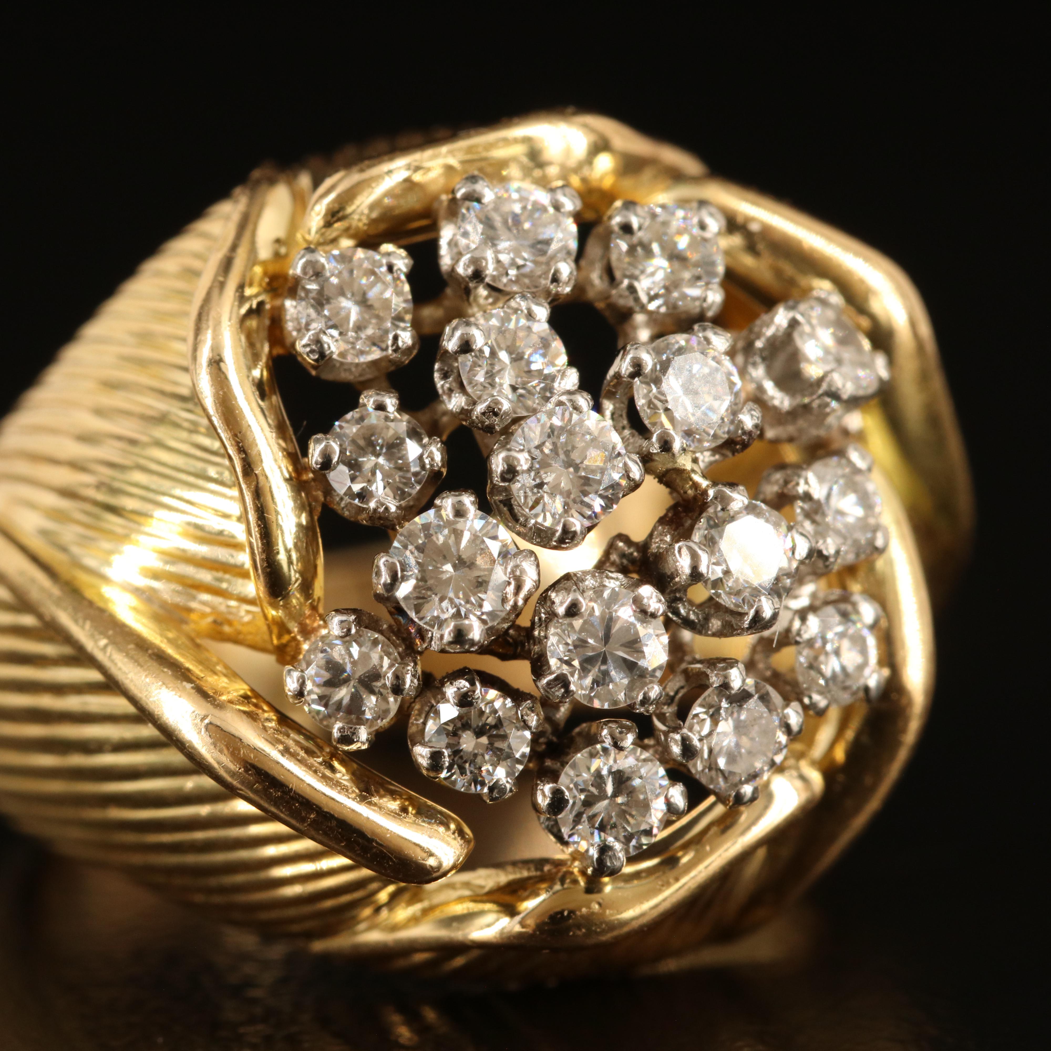 18K 0.98 CTW Diamond Flower Ring