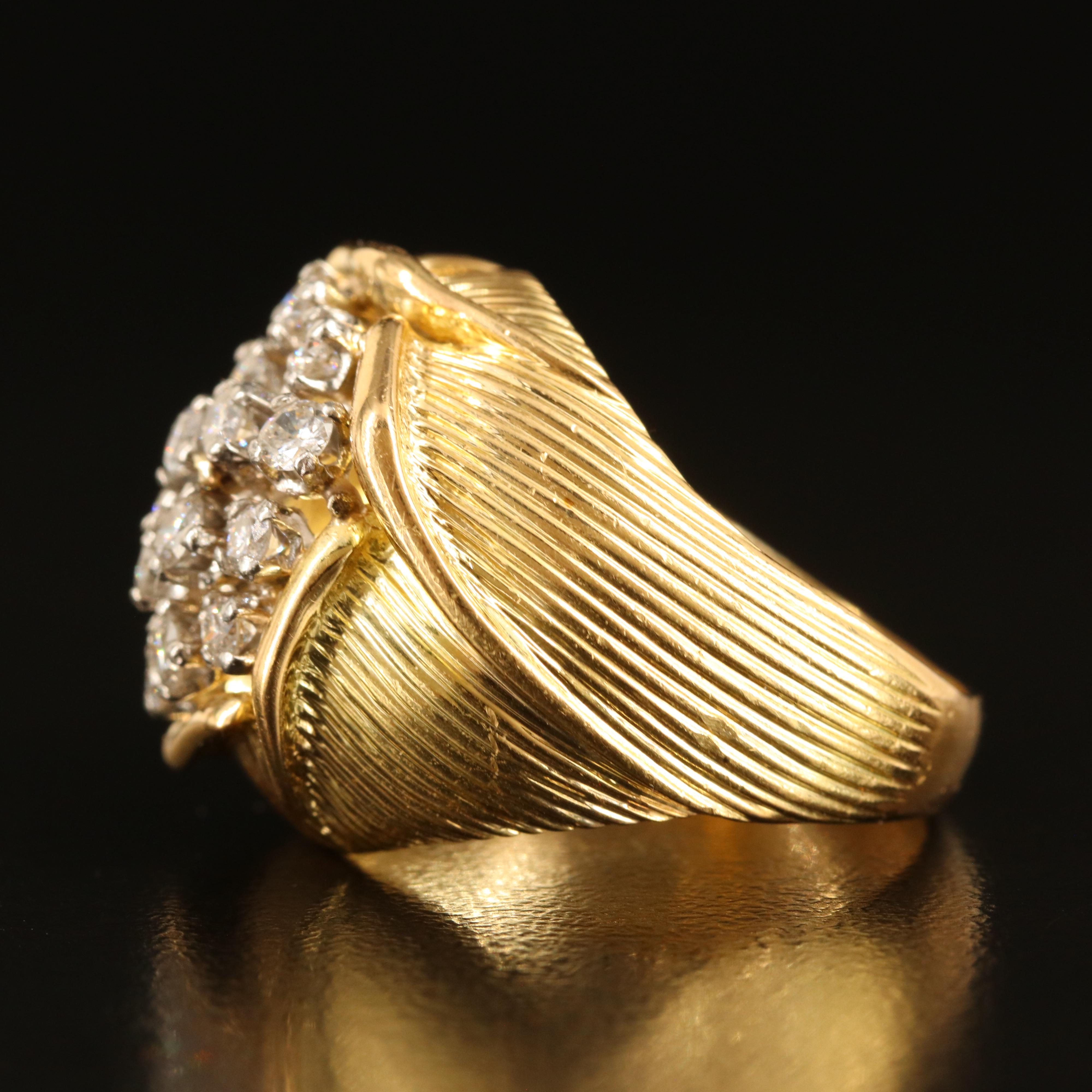 18K 0.98 CTW Diamond Flower Ring