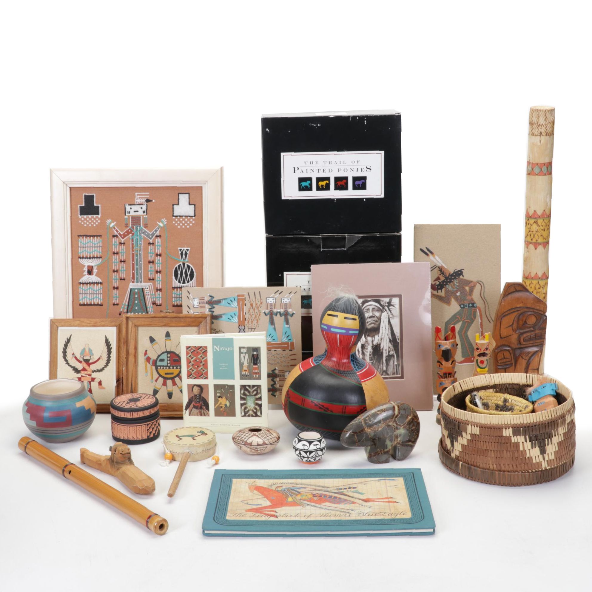 Navajo Sandpaintings with Acoma Pottery and Assorted Collection