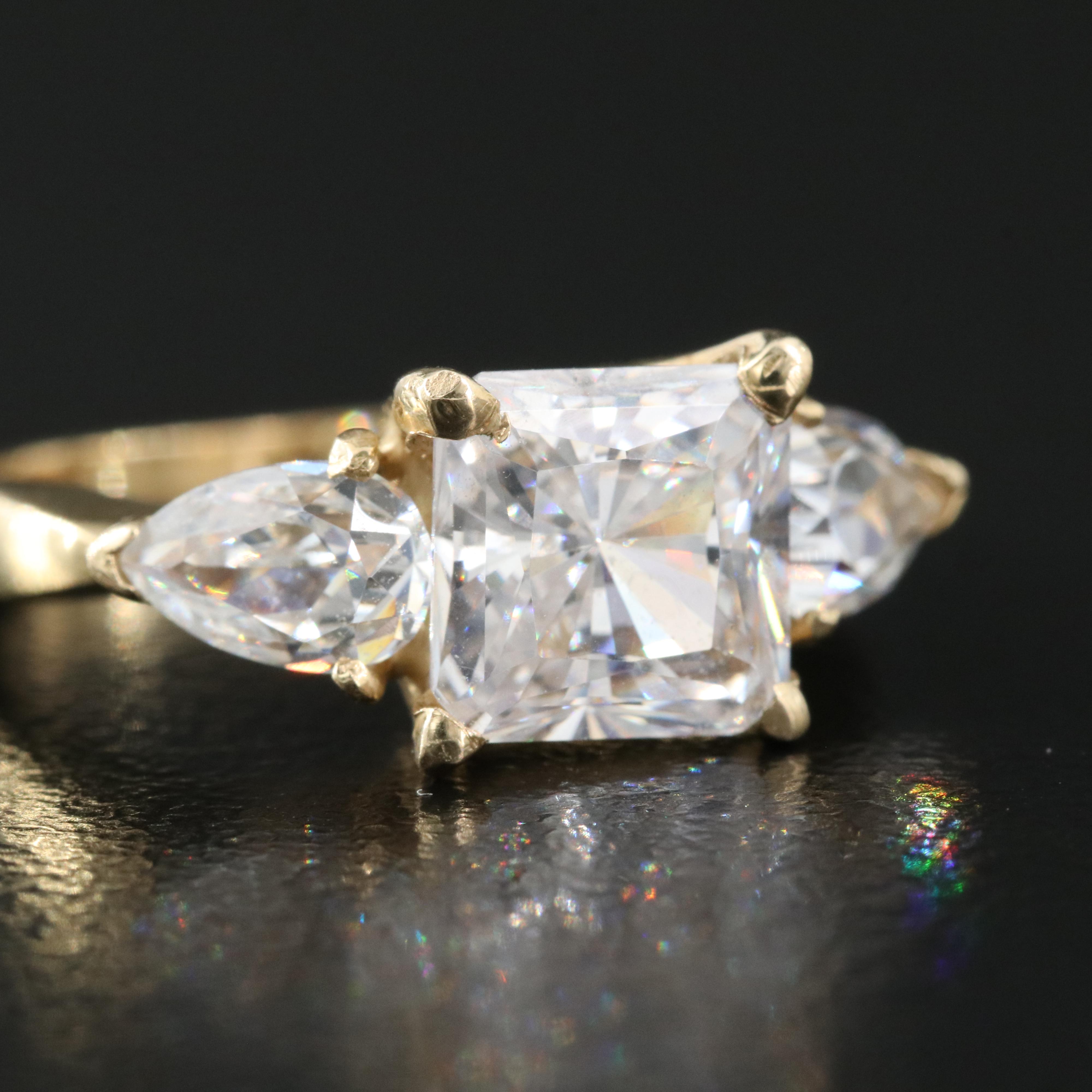 14K Cubic Zirconia Ring with 14K Herringbone Necklace