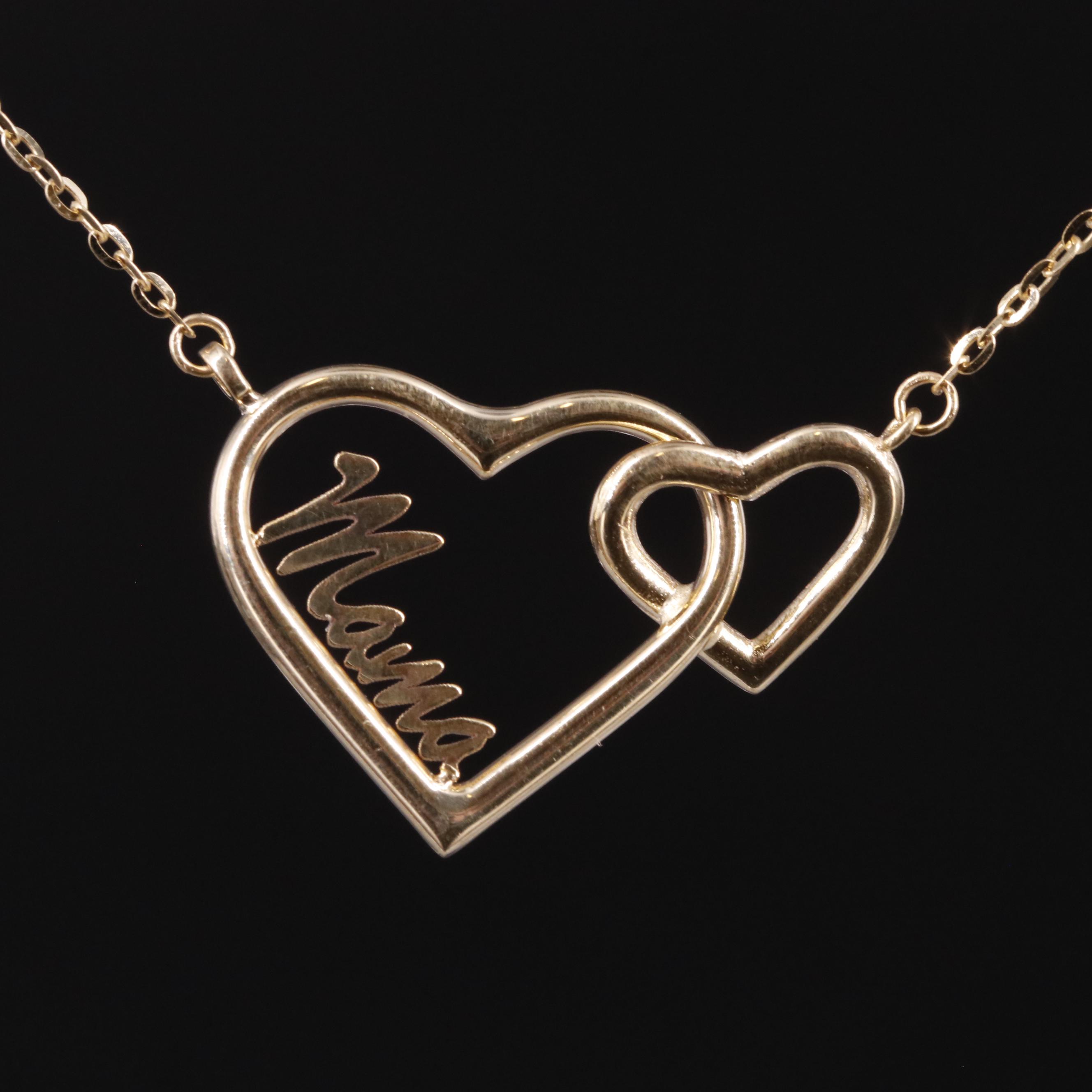 10K "Mama" and Heart Necklace