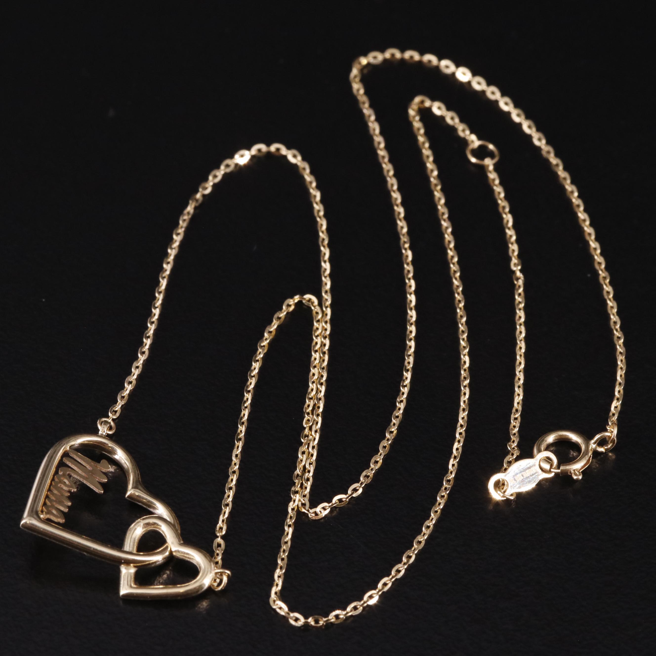 10K "Mama" and Heart Necklace