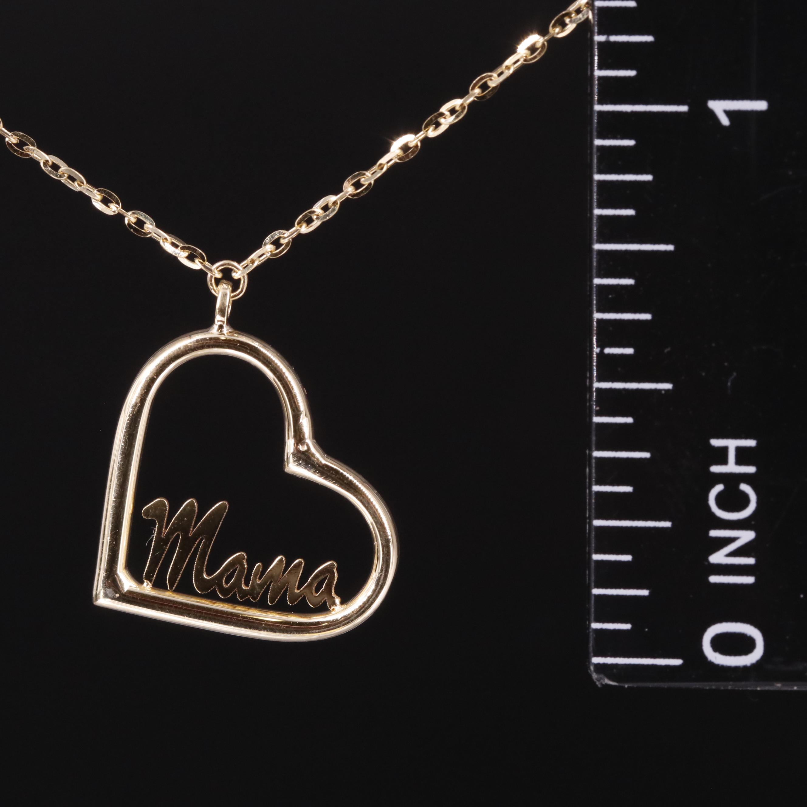 10K "Mama" and Heart Necklace