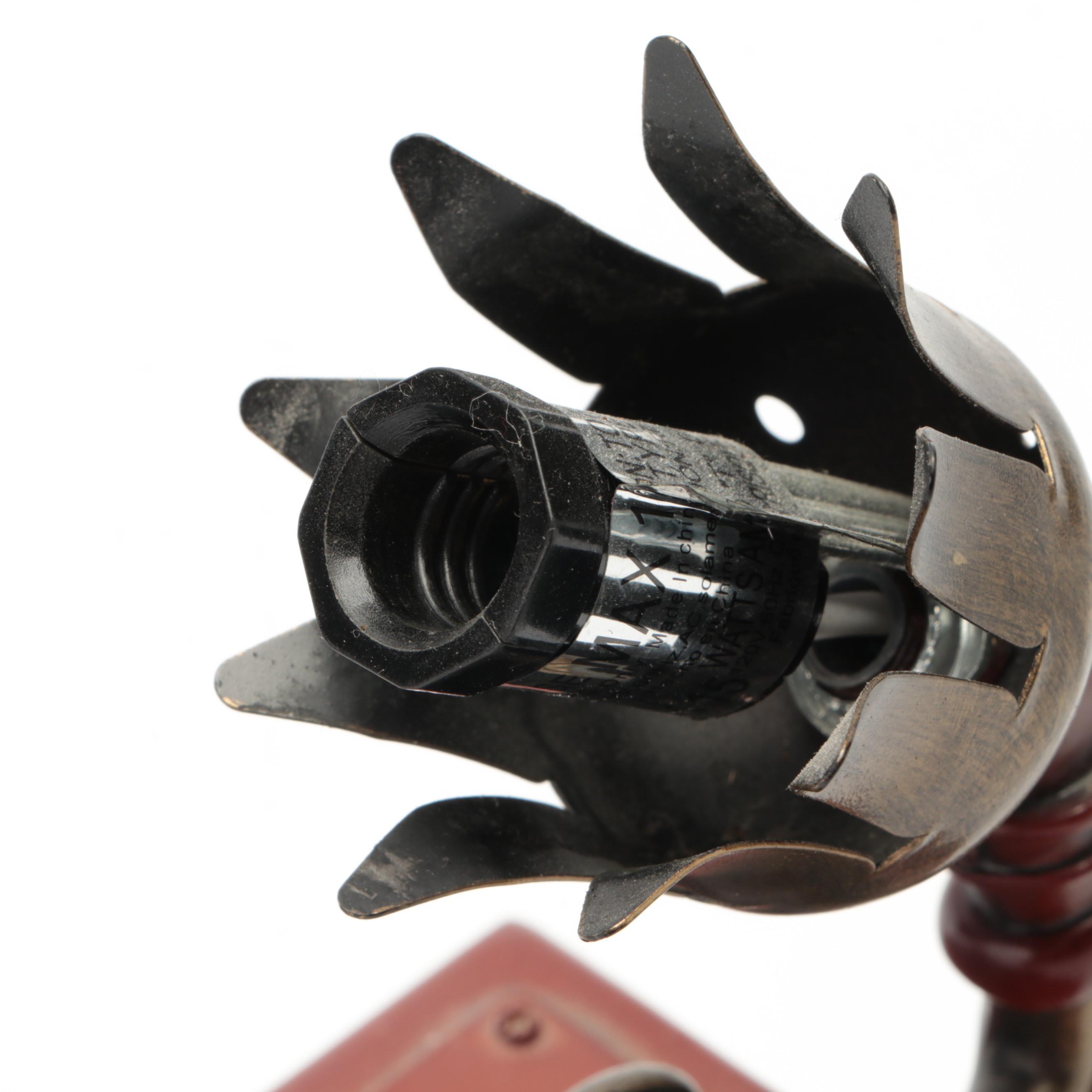 Gramophone Style Table Lamp with Slag Glass Shade with Wood Book-Form Box