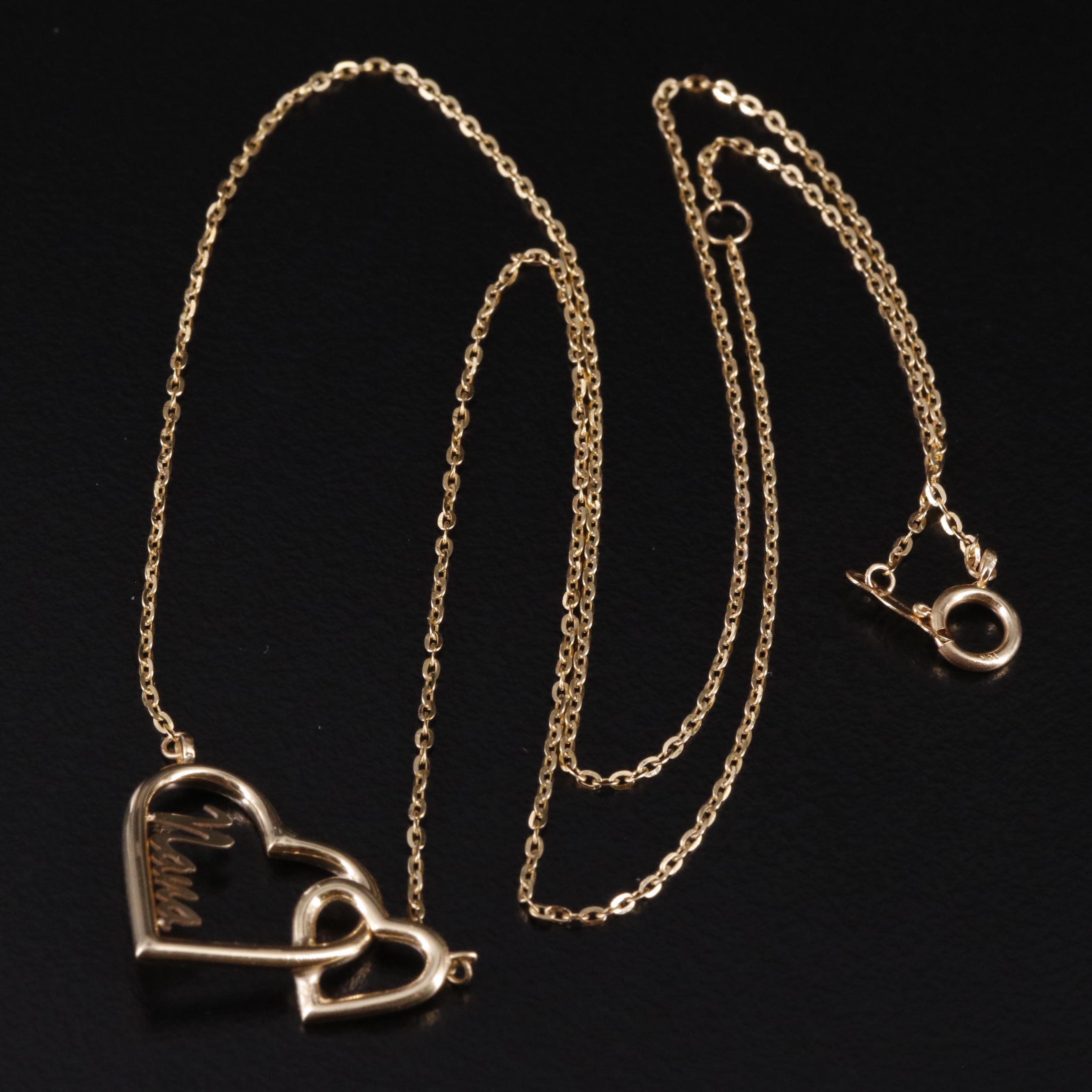 10K Cable Chain "Nana" and Heart Necklace