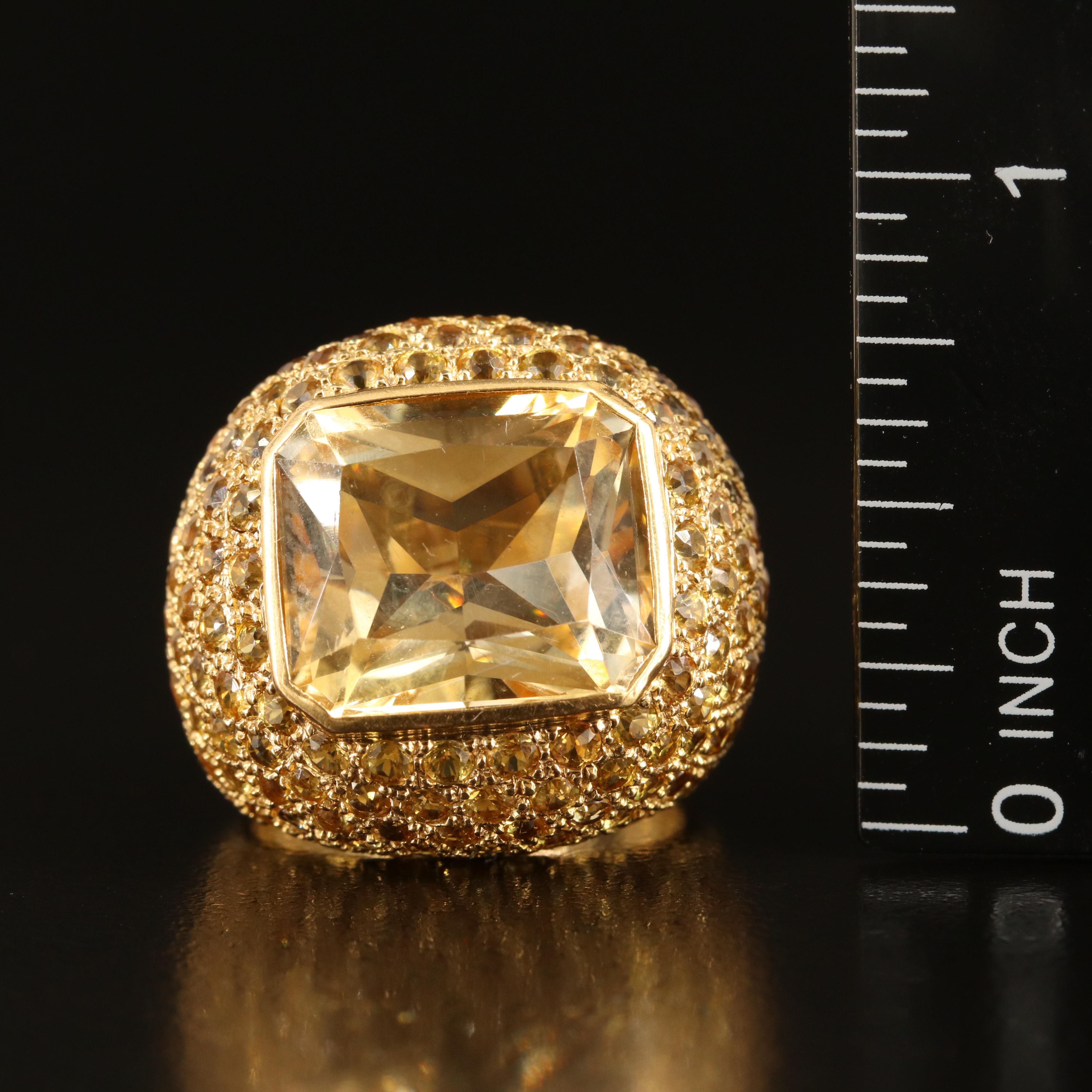 18K Citrine and Pavé Yellow Sapphire Bombé Ring
