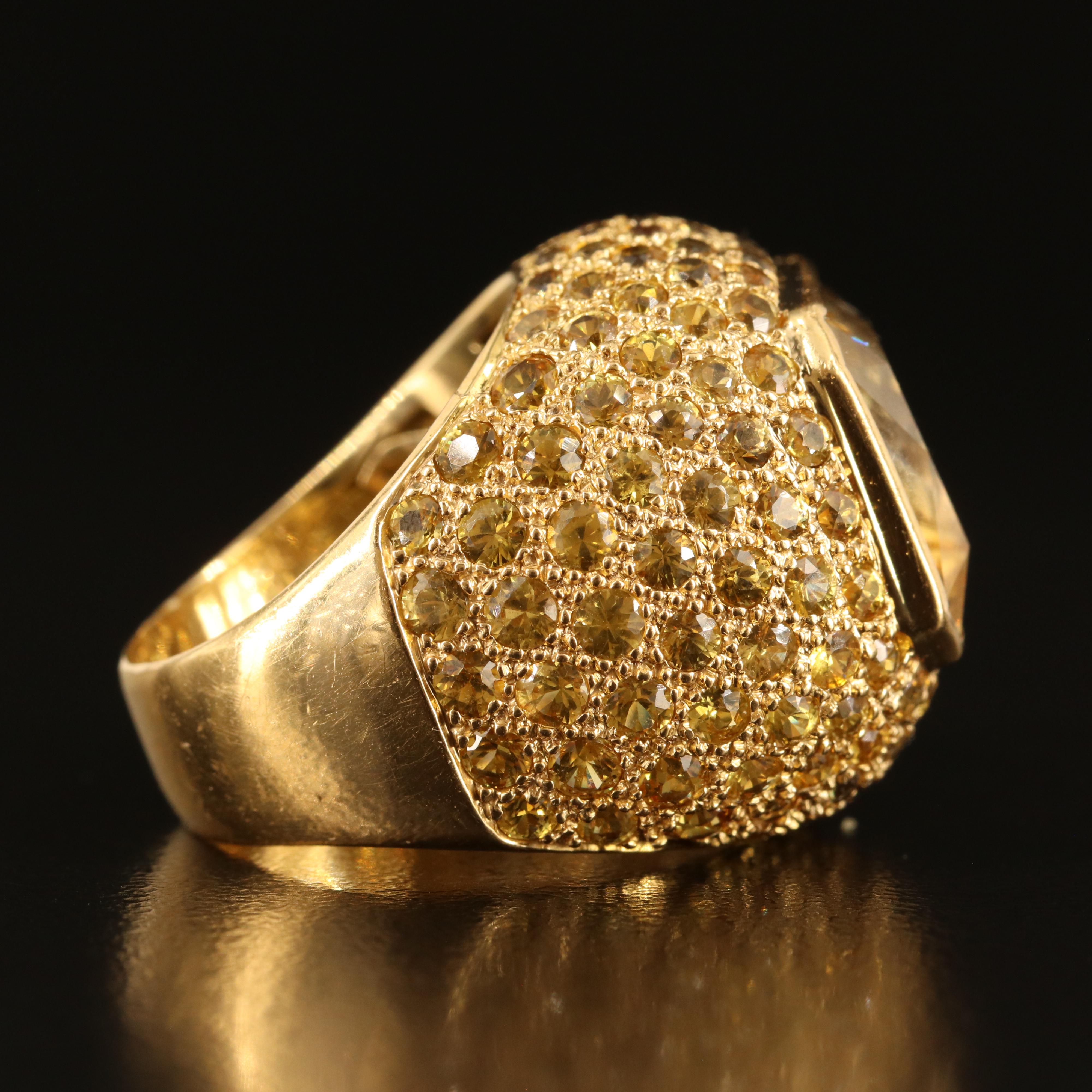 18K Citrine and Pavé Yellow Sapphire Bombé Ring