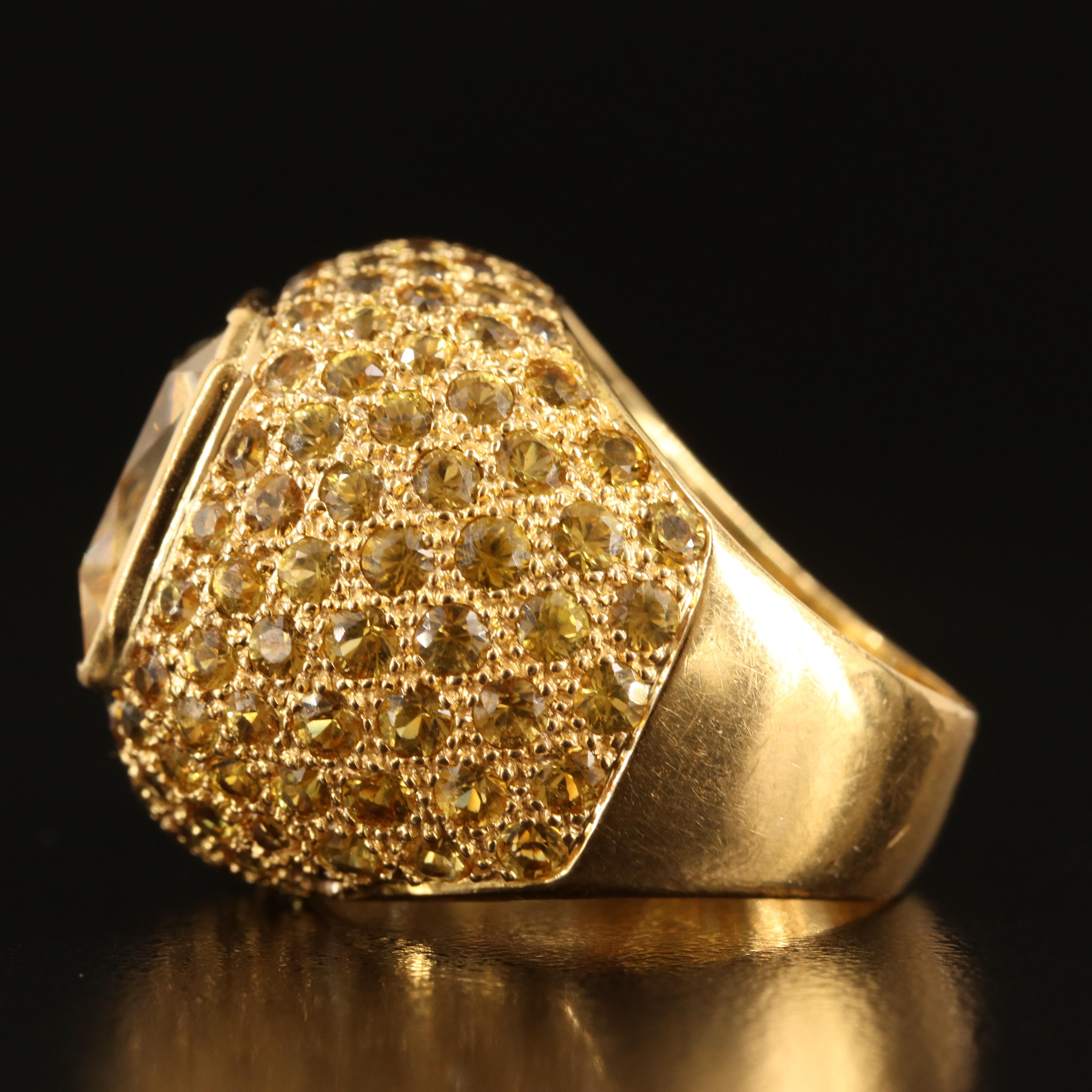 18K Citrine and Pavé Yellow Sapphire Bombé Ring