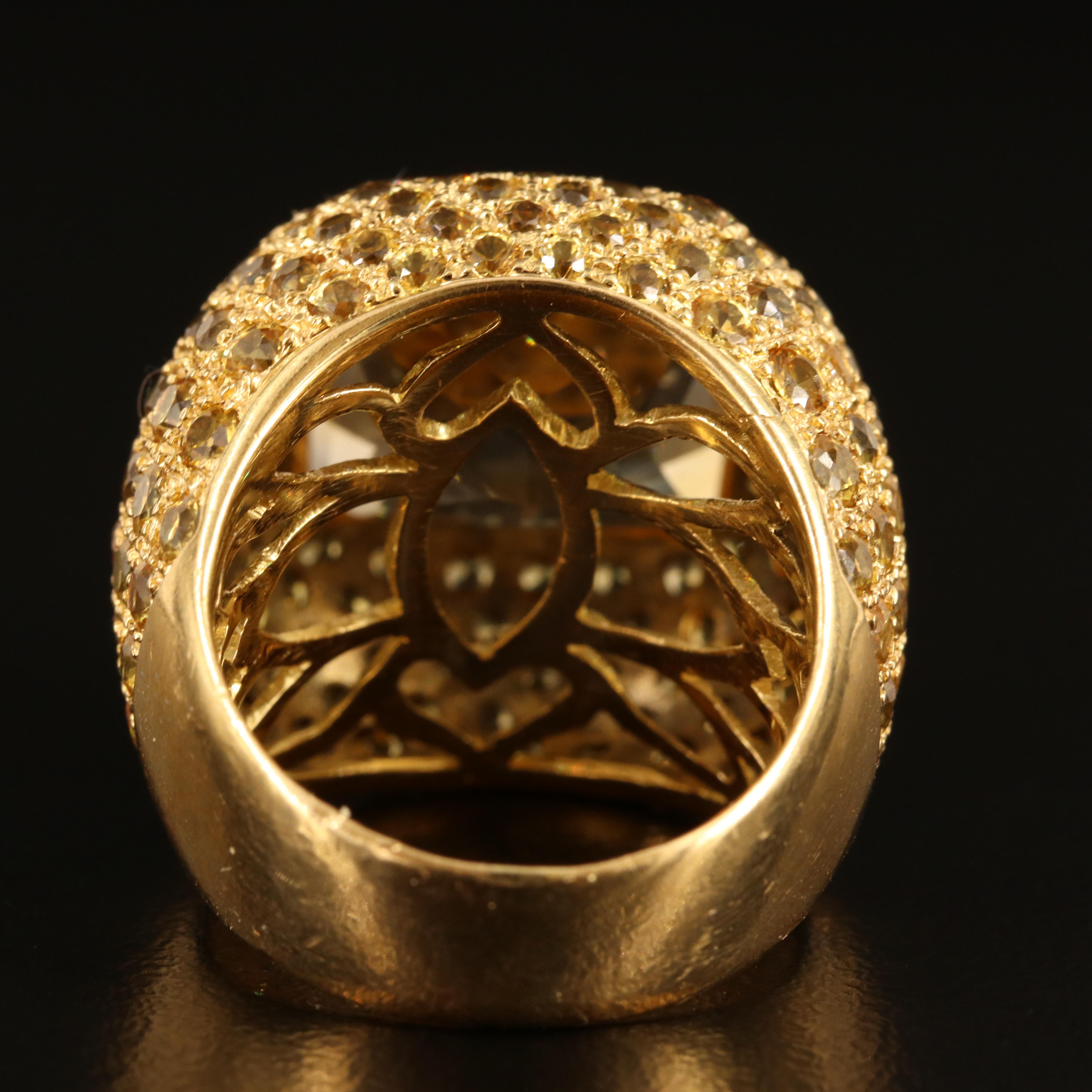 18K Citrine and Pavé Yellow Sapphire Bombé Ring