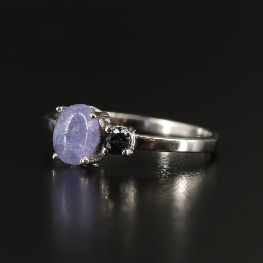 Sterling Tanzanite and Sapphire Ring