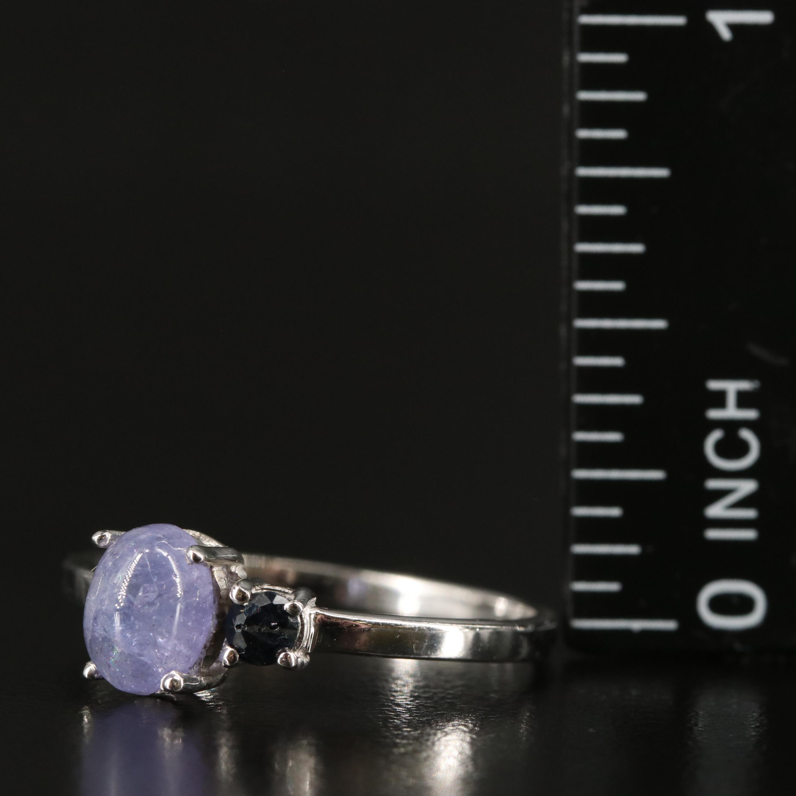 Sterling Tanzanite and Sapphire Ring