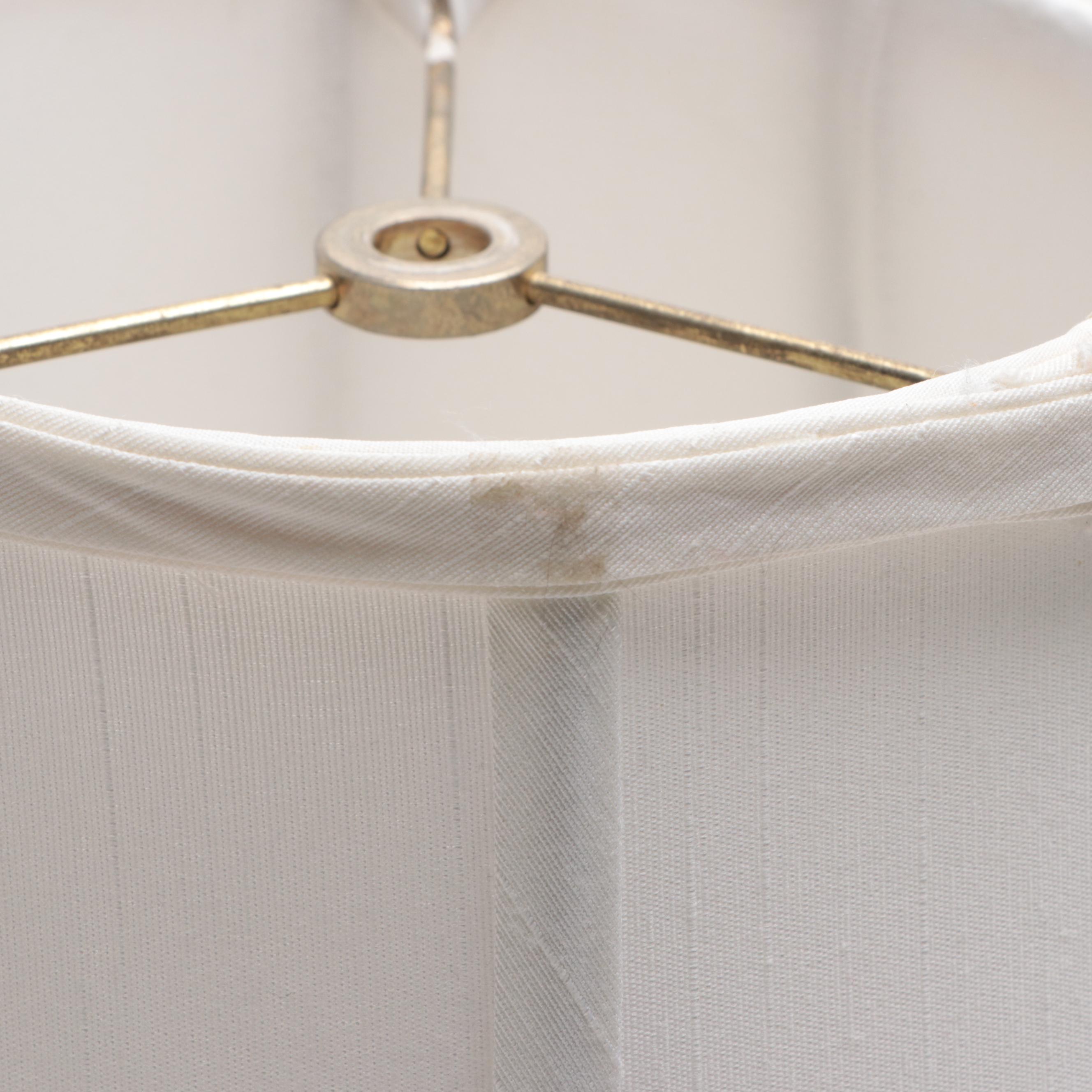 Hand-Painted Cobalt and Floral Ceramic Table Lamp With Blue and White Urn