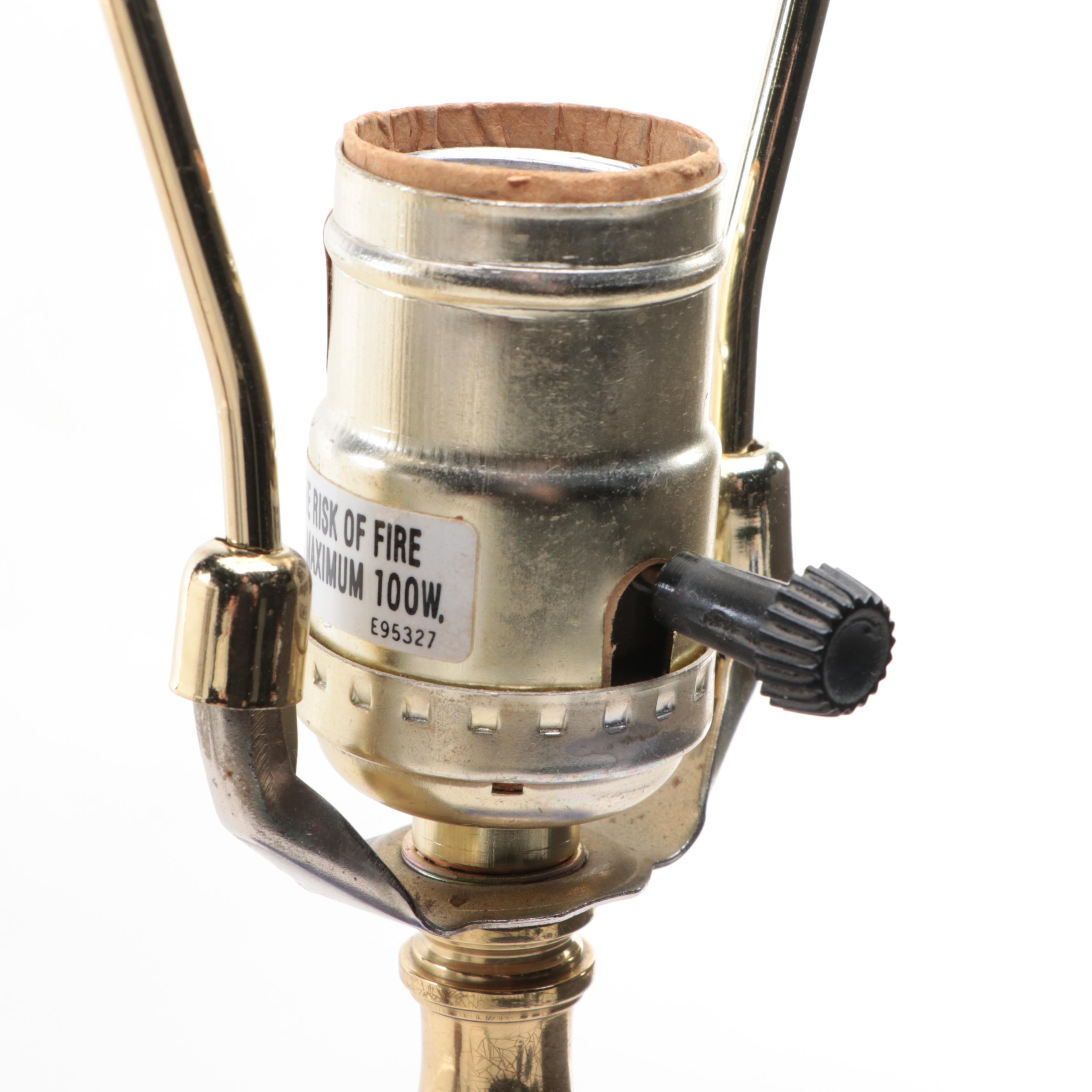 Hand-Painted Cobalt and Floral Ceramic Table Lamp With Blue and White Urn