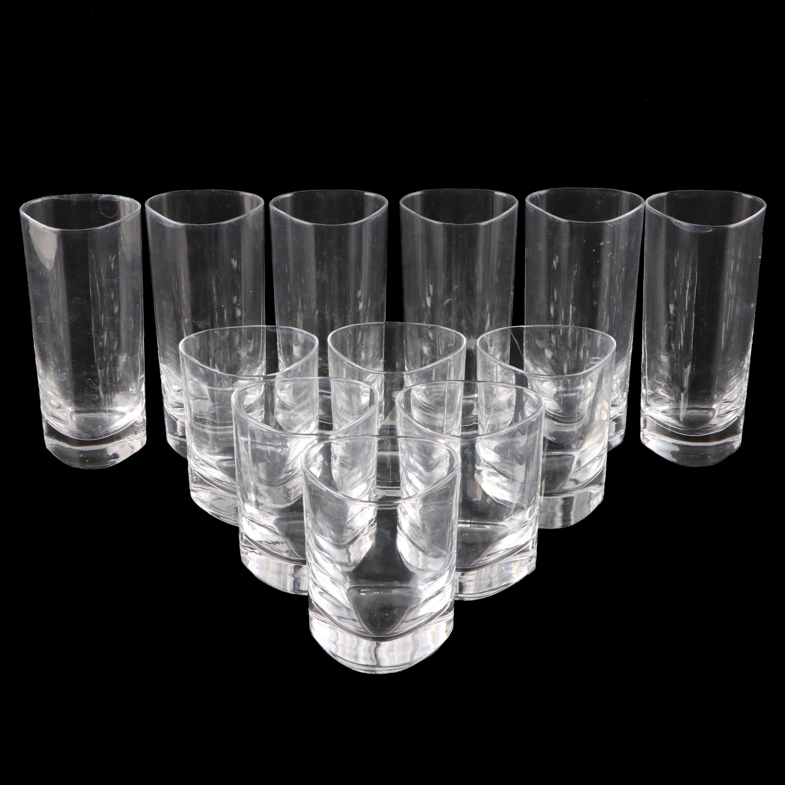 Contemporary Triangular Water and Old Fashioned Glasses
