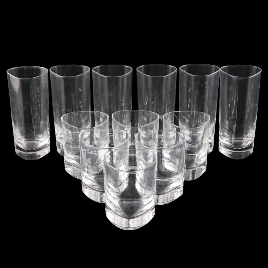 Contemporary Triangular Water and Old Fashioned Glasses
