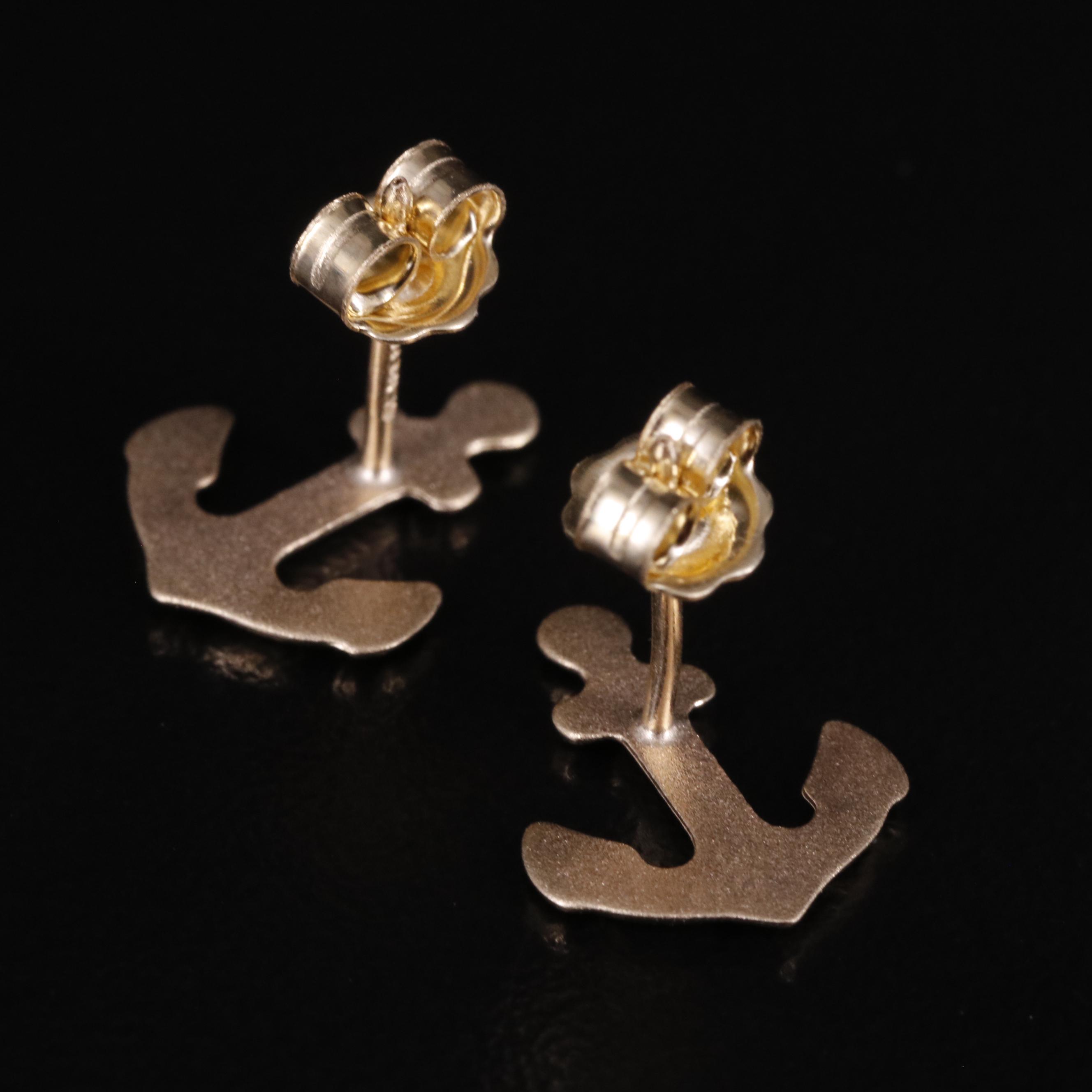 10K Anchor Stud Earrings