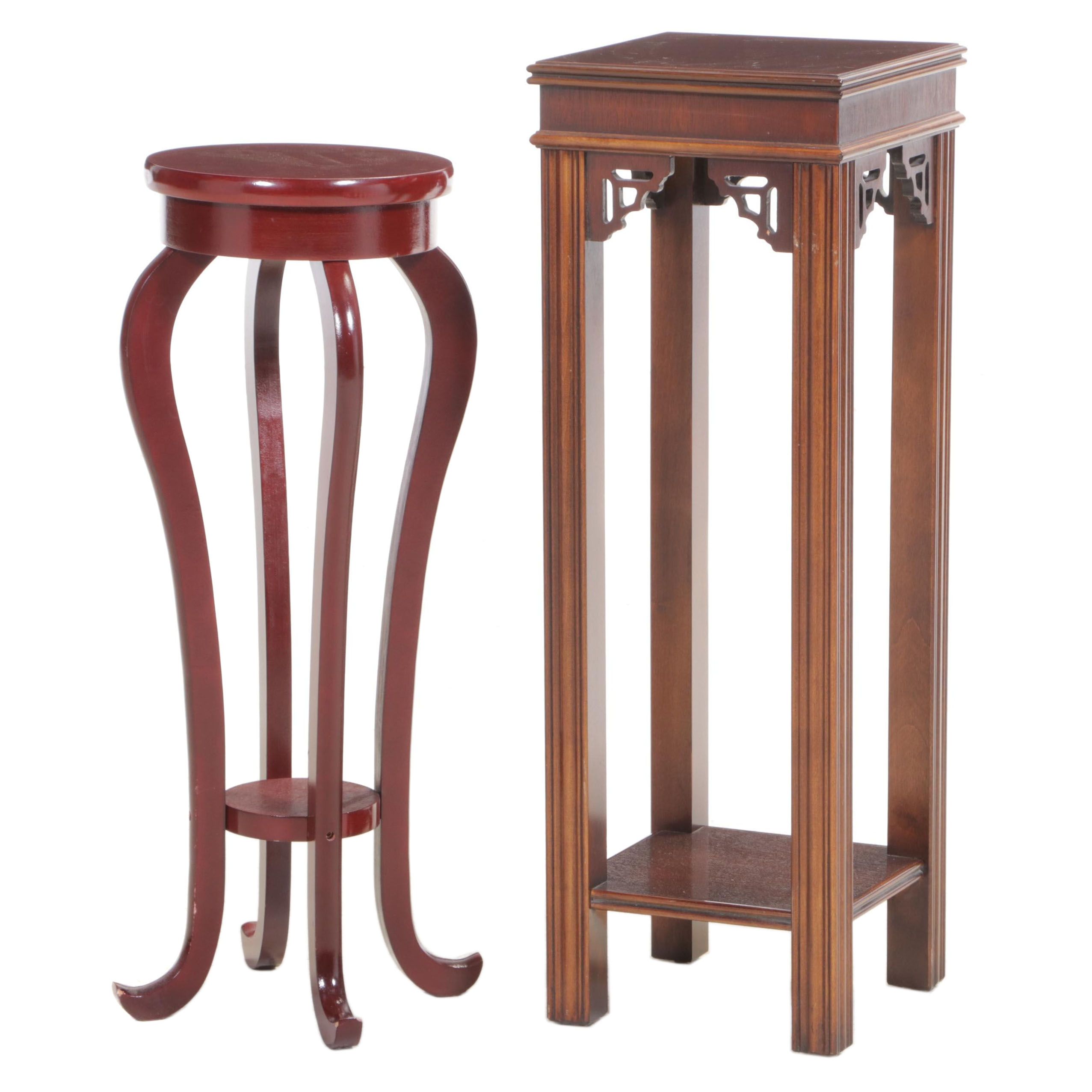 Lane Furniture Chippendale Style Plant Stand with Cherry-Stained Pedestal Stand