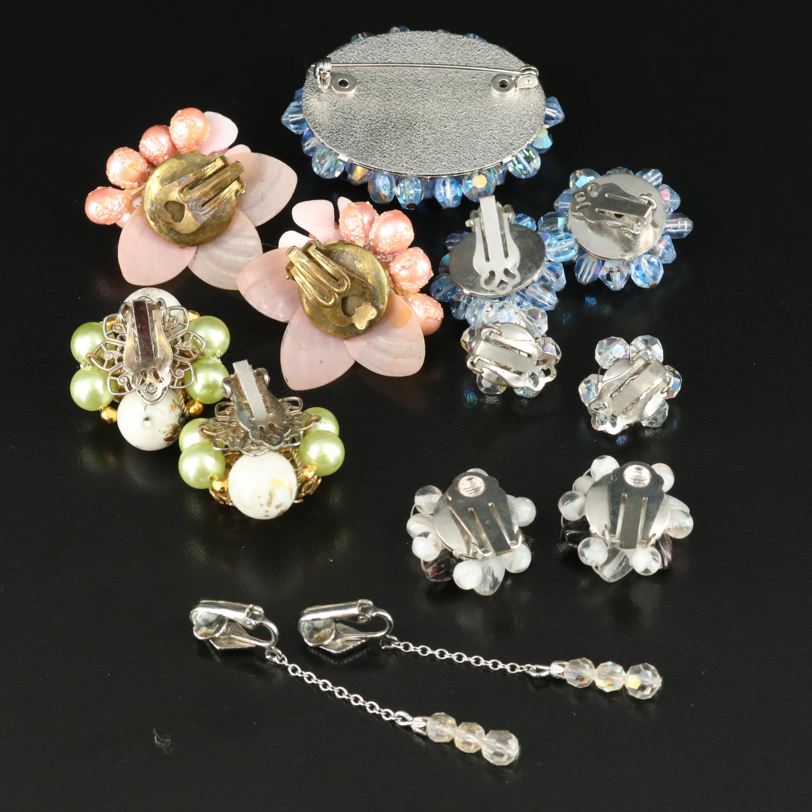Plastic and Glass Flower Jewelry Selection