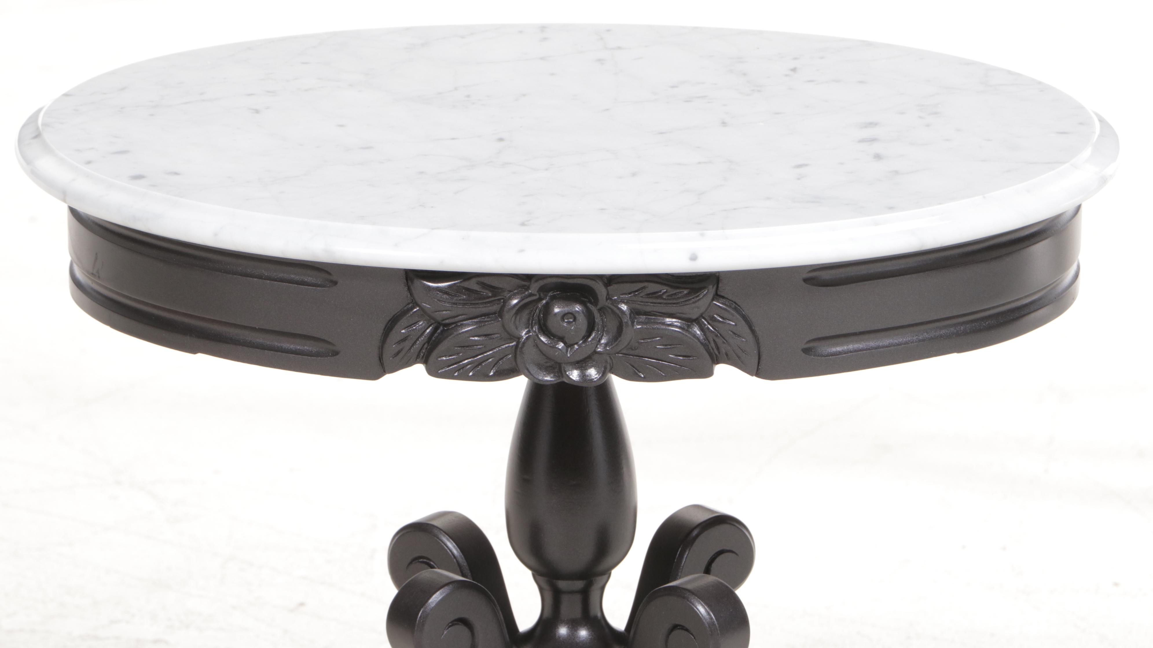 Victorian Style Painted Mahogany and Marble Top Side Table, Late 20th Century