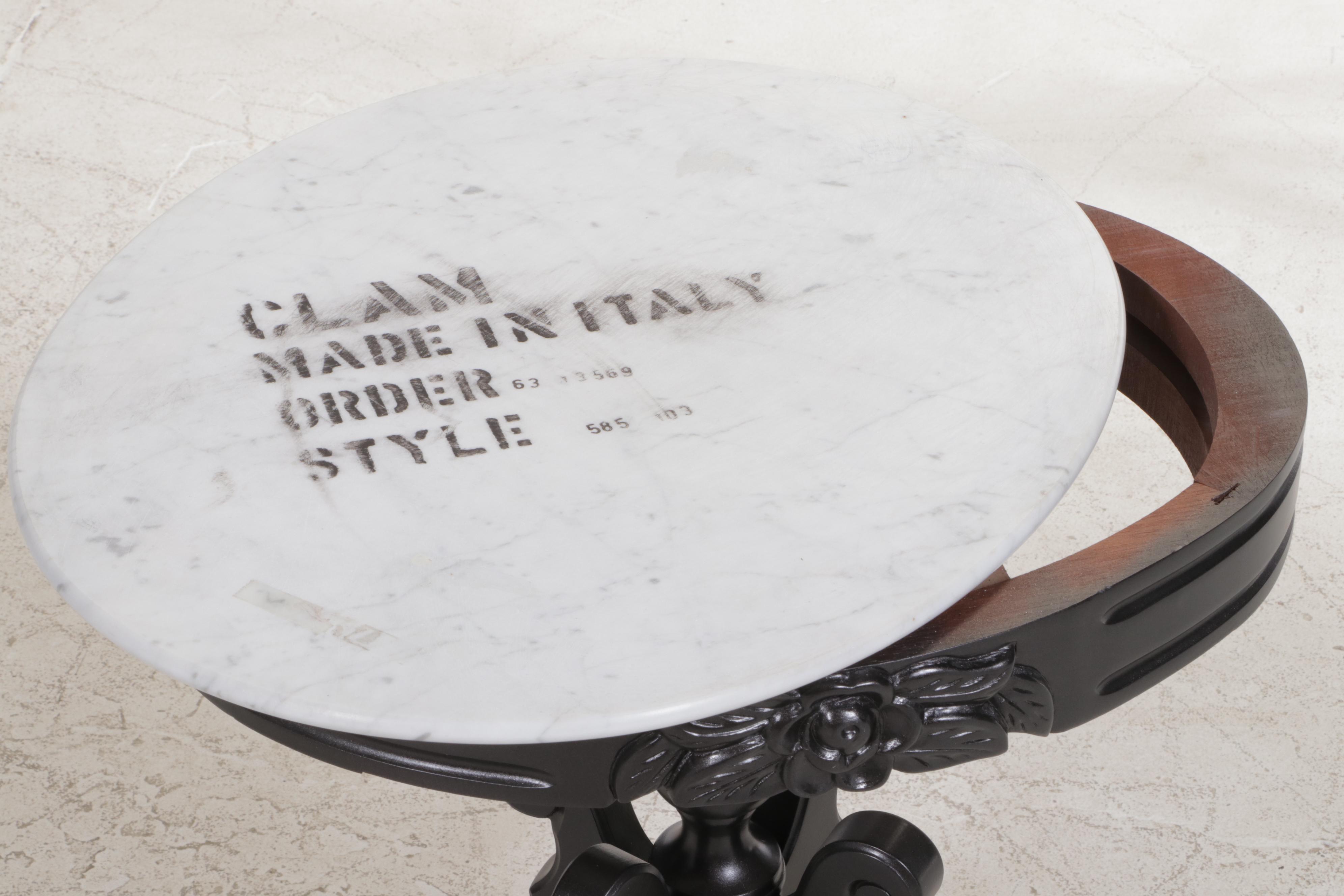 Victorian Style Painted Mahogany and Marble Top Side Table, Late 20th Century