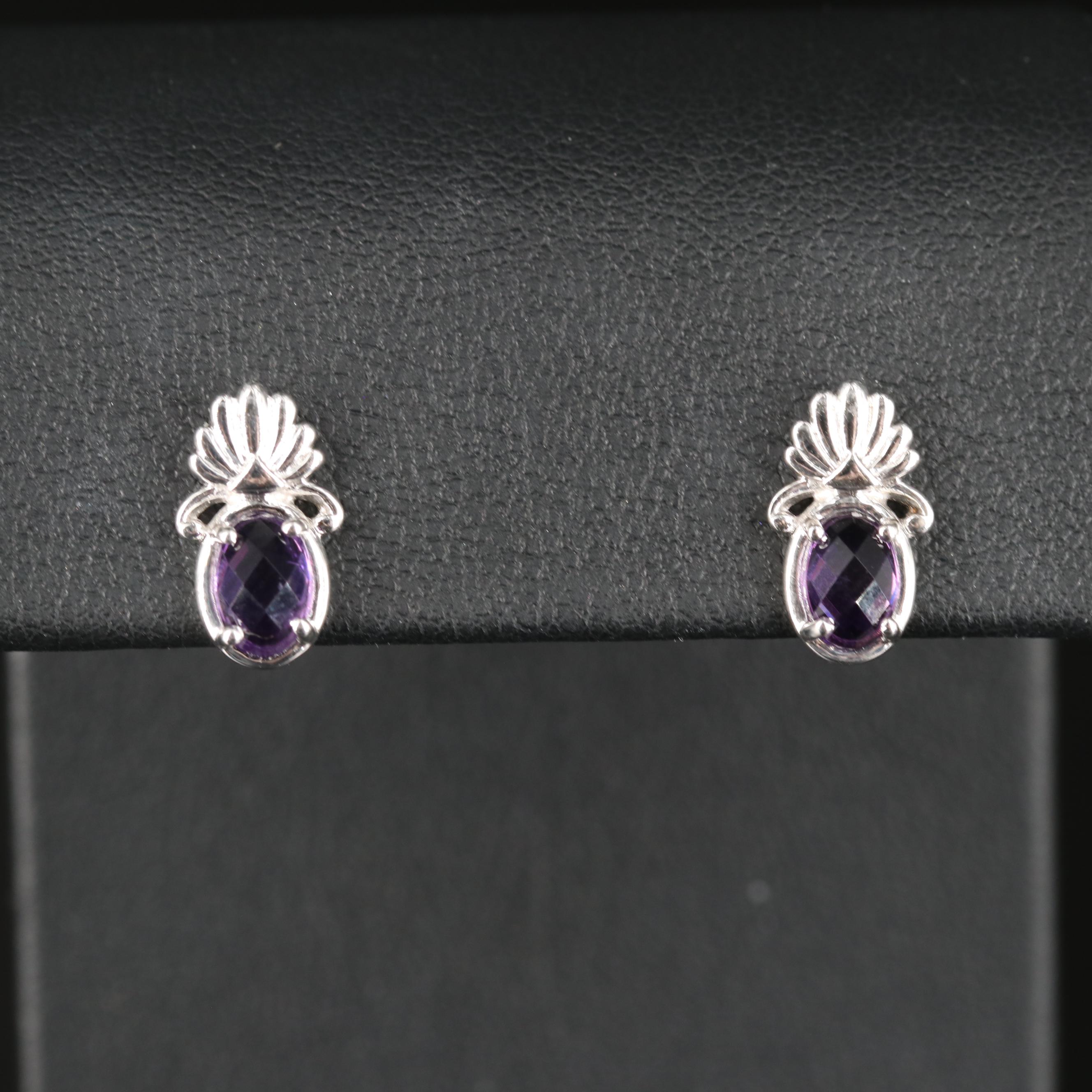 Sterling Amethyst Stud Earrings