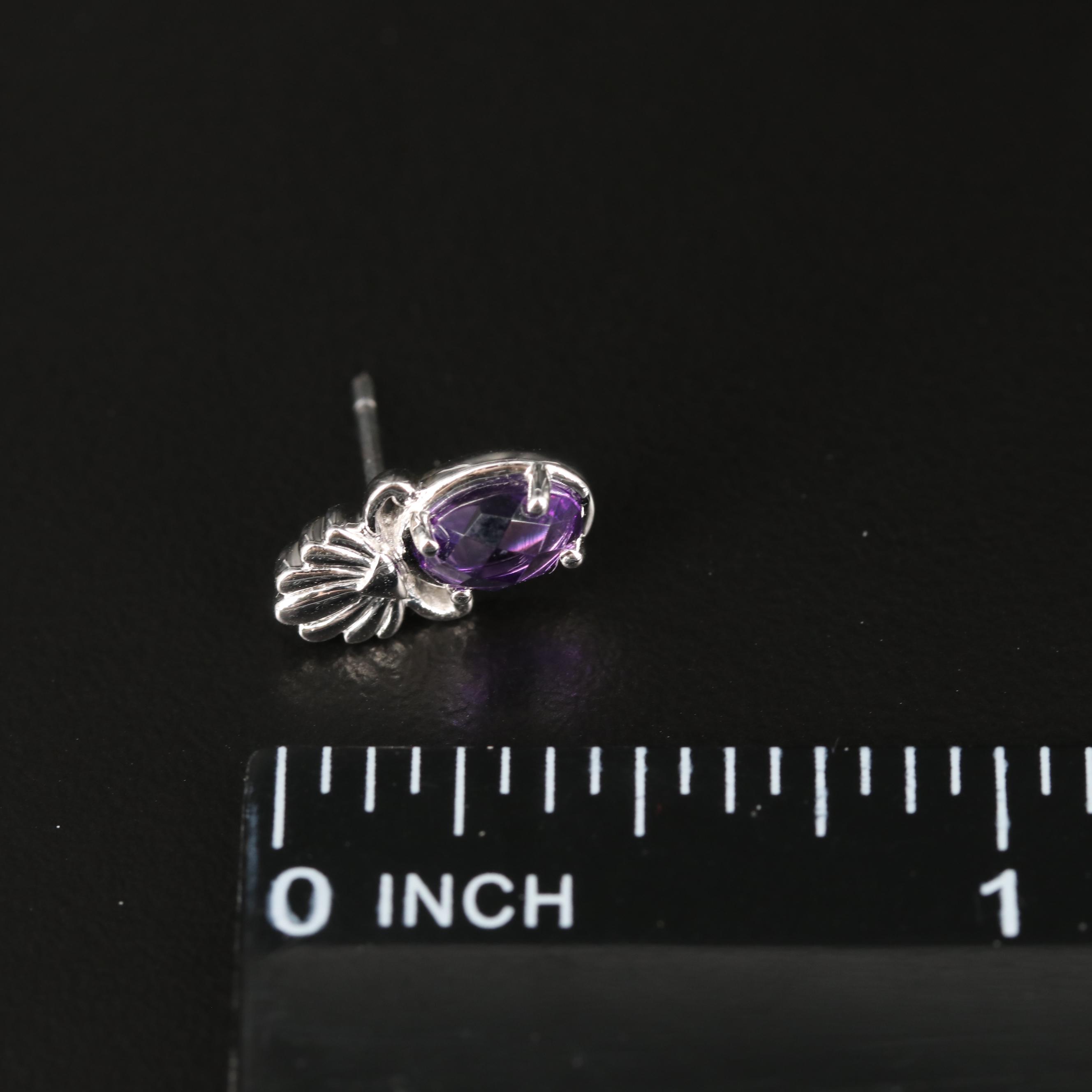 Sterling Amethyst Stud Earrings