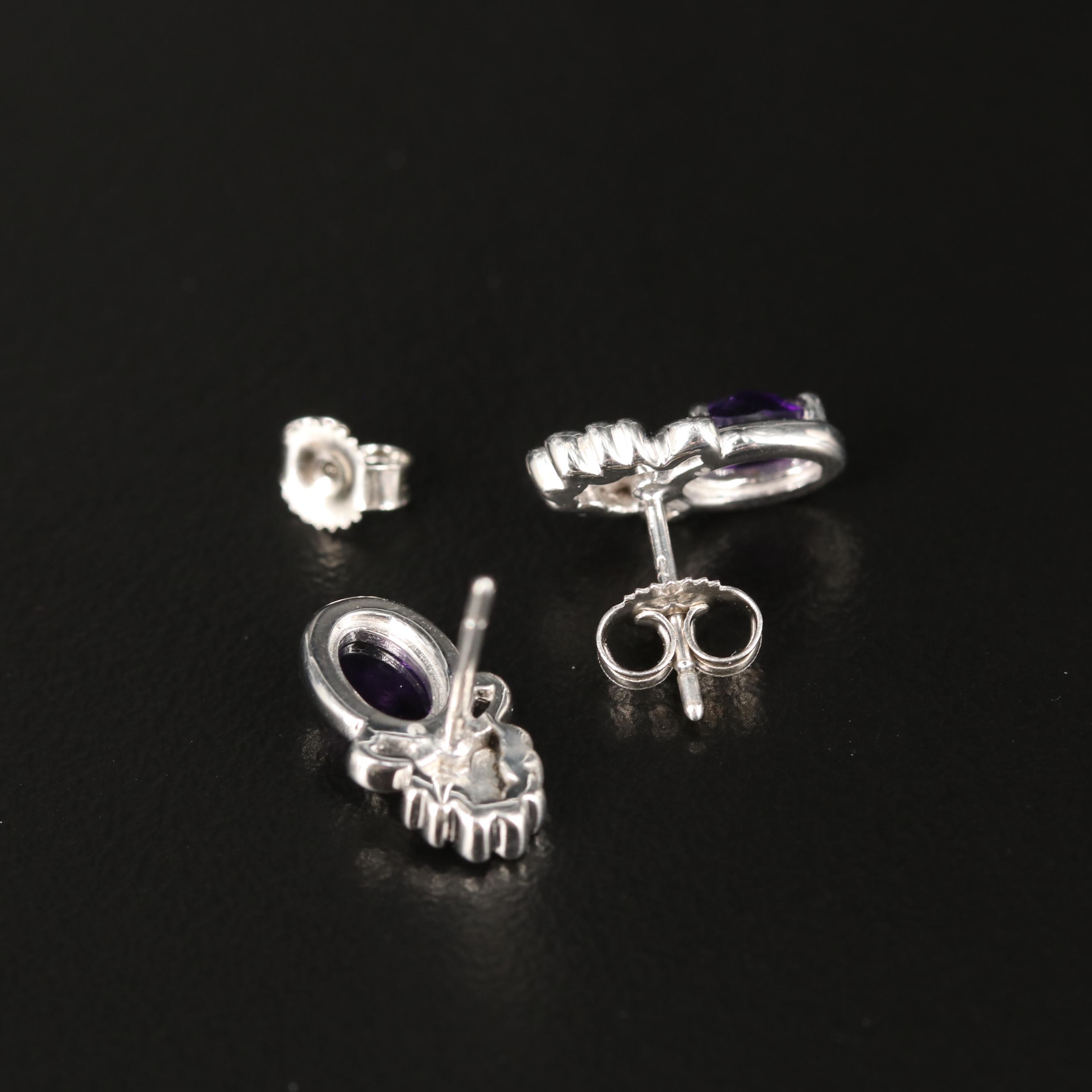 Sterling Amethyst Stud Earrings