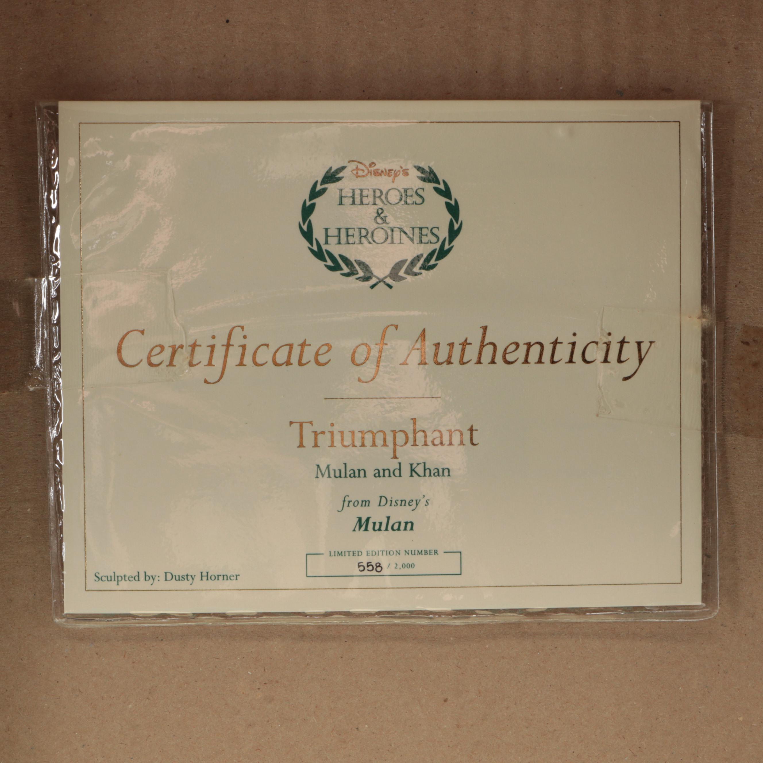 Walt Disney Classics "Triumphant" of Mulan and Khan Figure